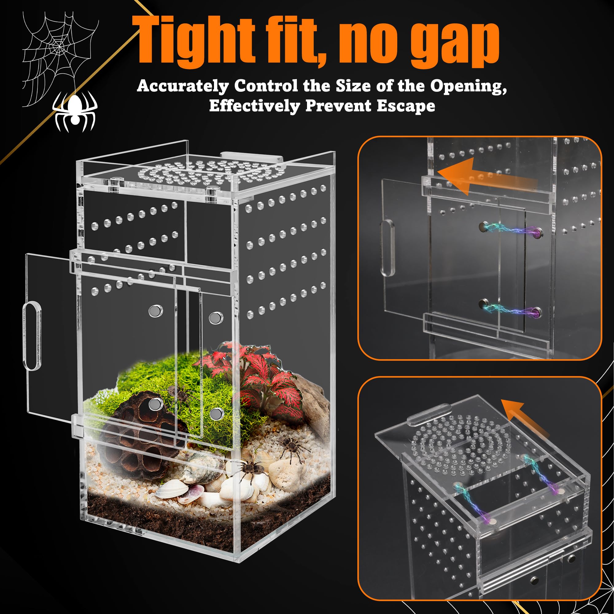 Zhaoyao Acrylic Jumping Spider Enclosure Tarantula Enclosure, Full Transparency Spider Enclosure Spider Terrarium Jumping Spider