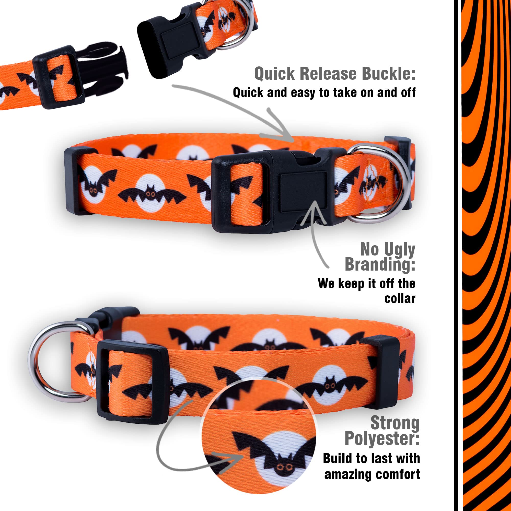 Native Pup Halloween Dog Collar (Small, Bats And Moon)