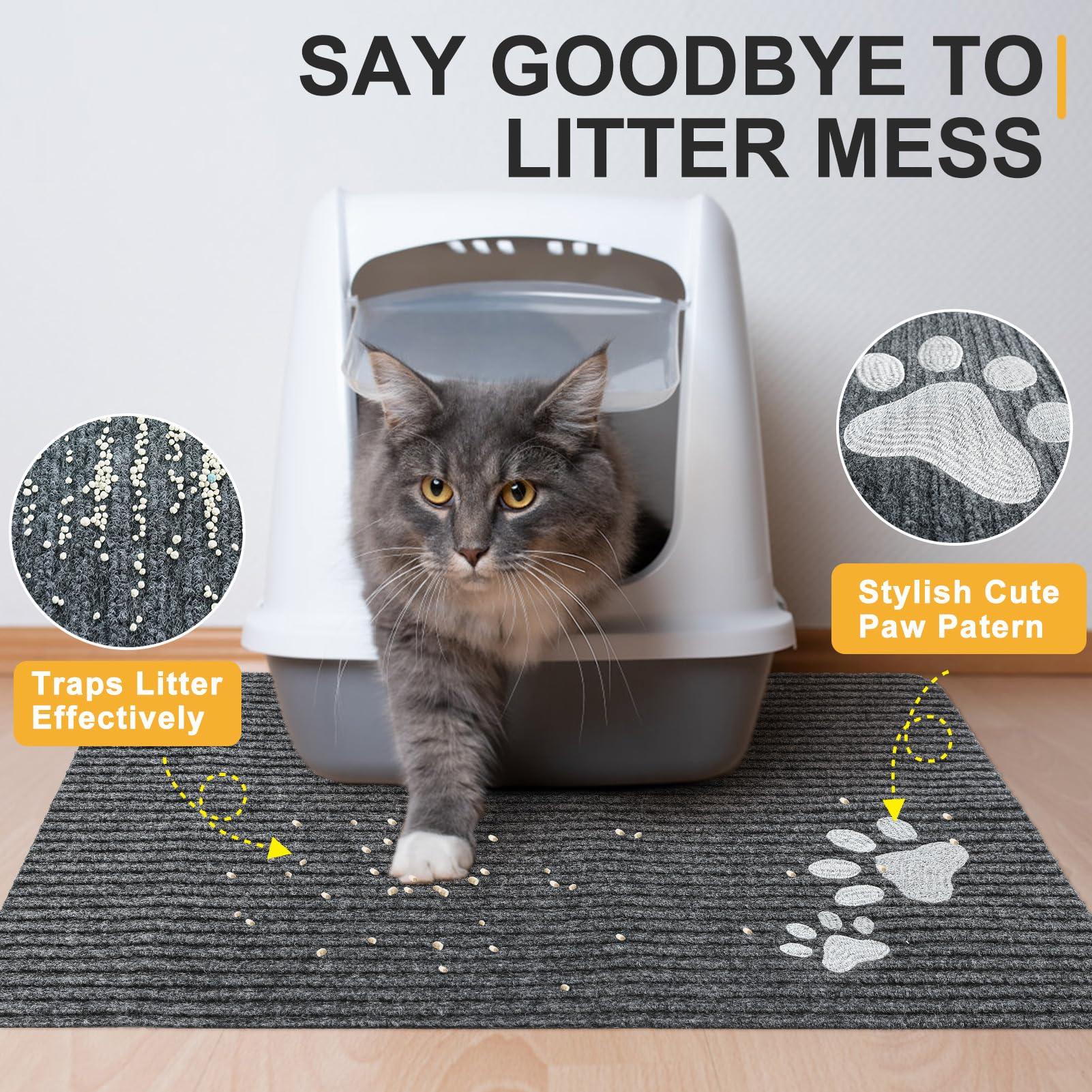 Beautyzoo Cat Litter Mat Litter Trapping Mat, 32''X 45'' Extra Large Litter Box Mat, Waterproof Kitty Litter Mat, Non-Slip Litte
