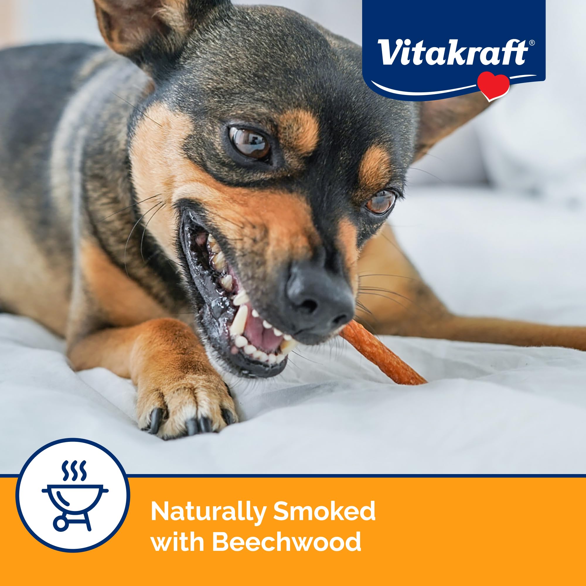 Vitakraft Treaties Dog Chew Sticks - Treats Made with 90% Chicken - Soft Jerky Treats - Dog Chews No Rawhide, 56-Sticks