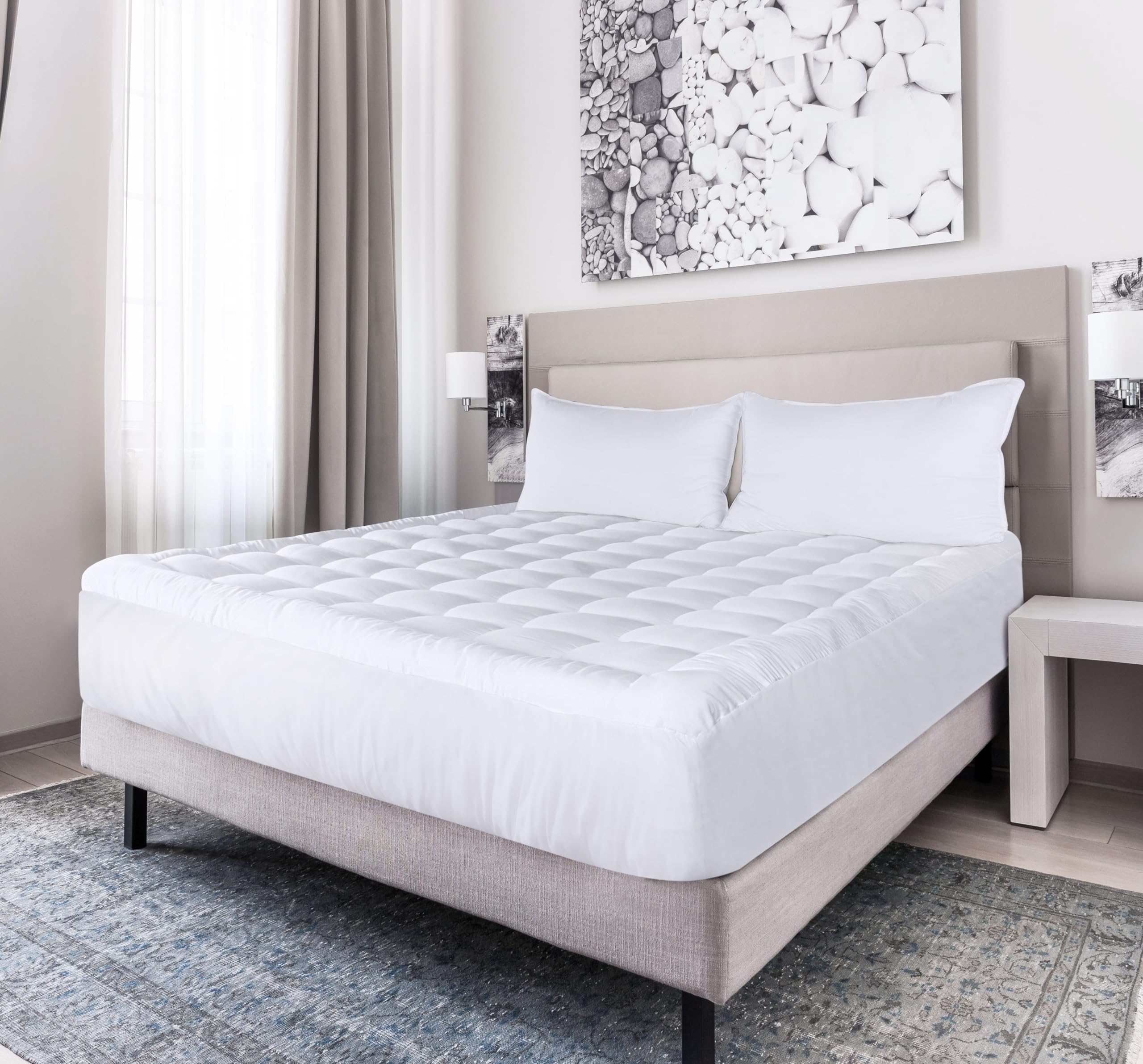 Utopia Bedding Quilted Fitted Premium Mattress Pad King Size, Pillow Top Mattress Topper, Elastic Fitted Fluffy Mattress Protect