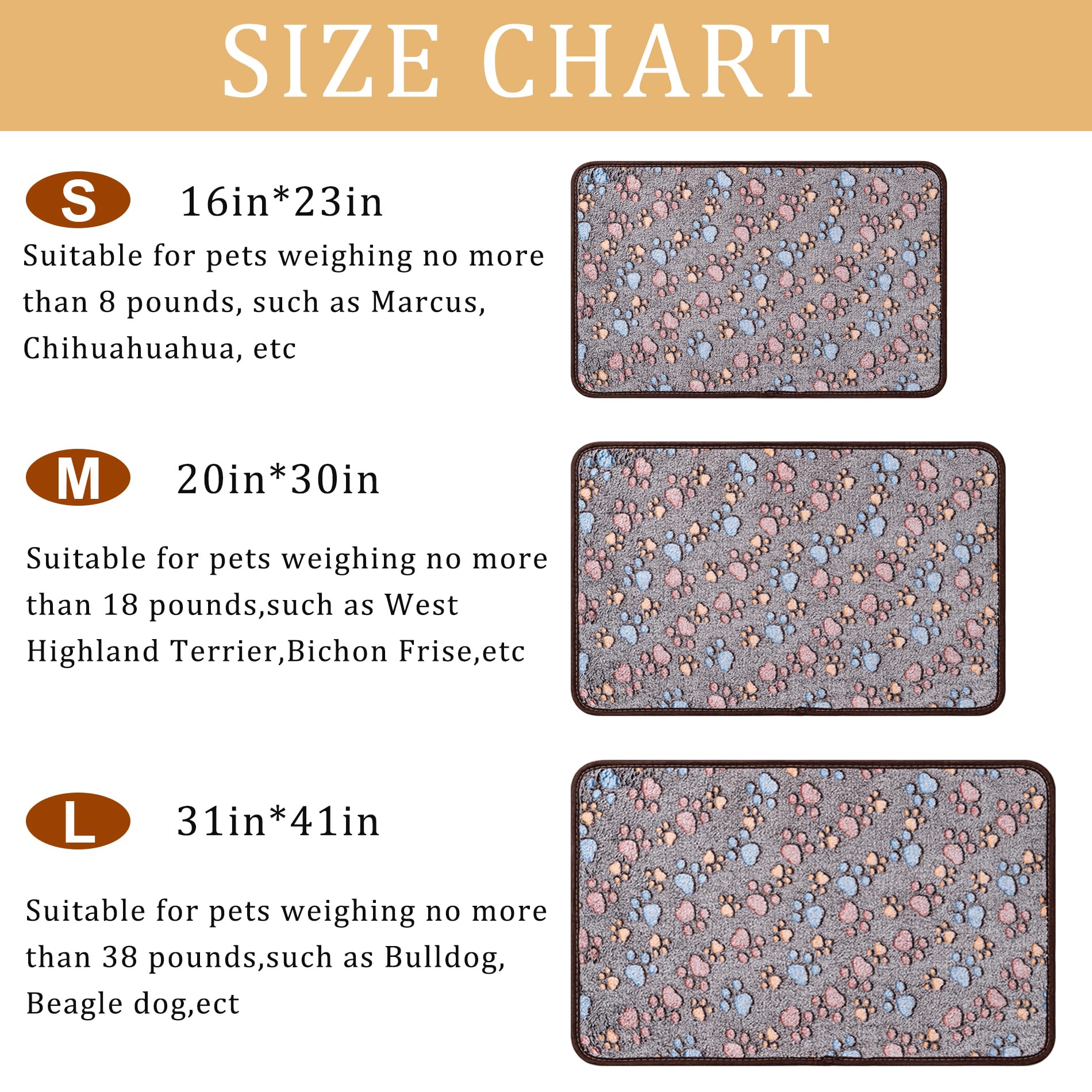 1 Pack 3 Blankets Super Soft Fluffy Premium Fleece Pet Blanket Flannel Paw Printed Throw for Dog Puppy Cat (Large 41x31, Dark