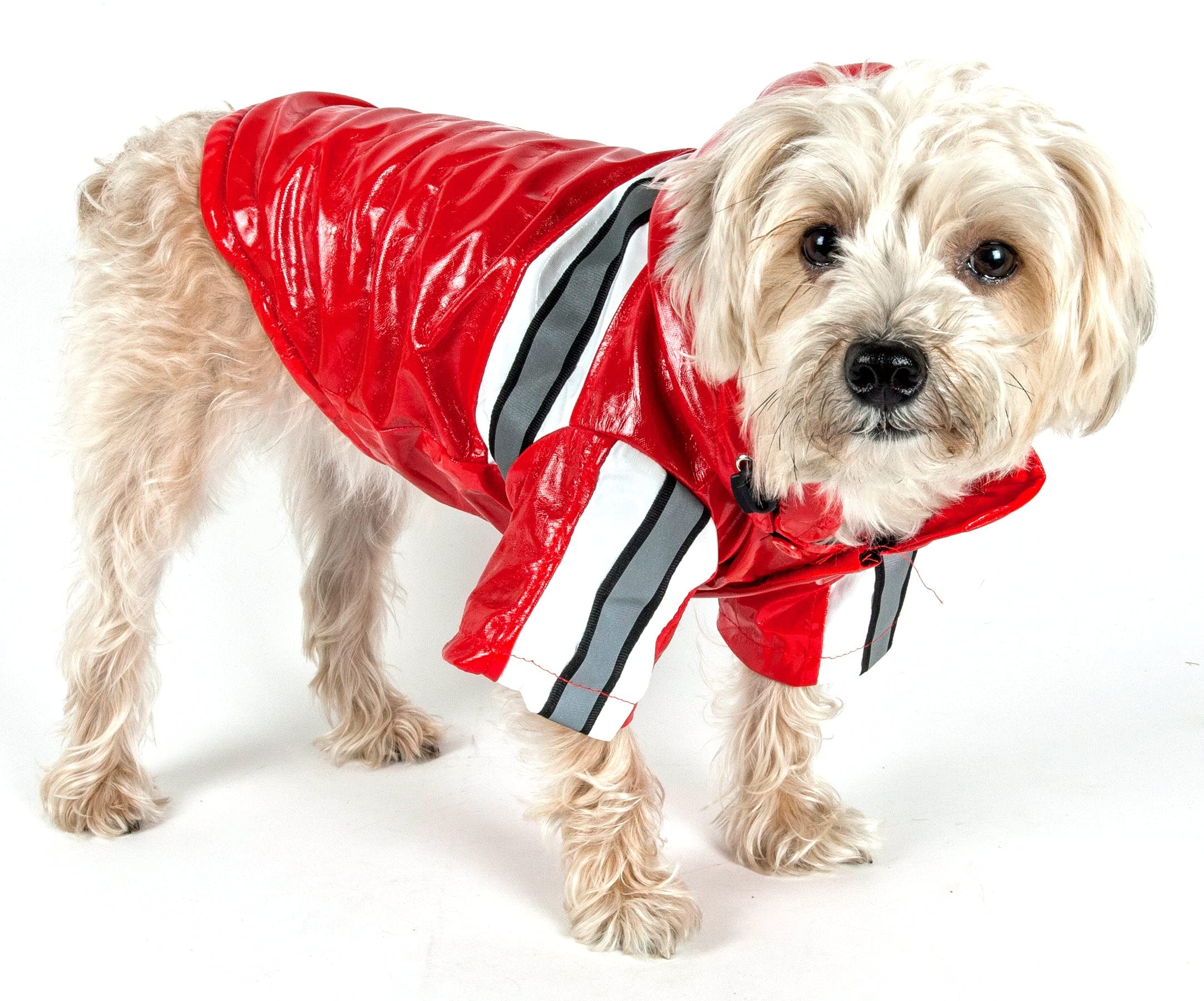 Pet Life        Reflecta-Glow Pvc Dog Raincoat - Reflective And Waterproof Dog Coat With Reversible Polar Fleece - Adjustable Pe