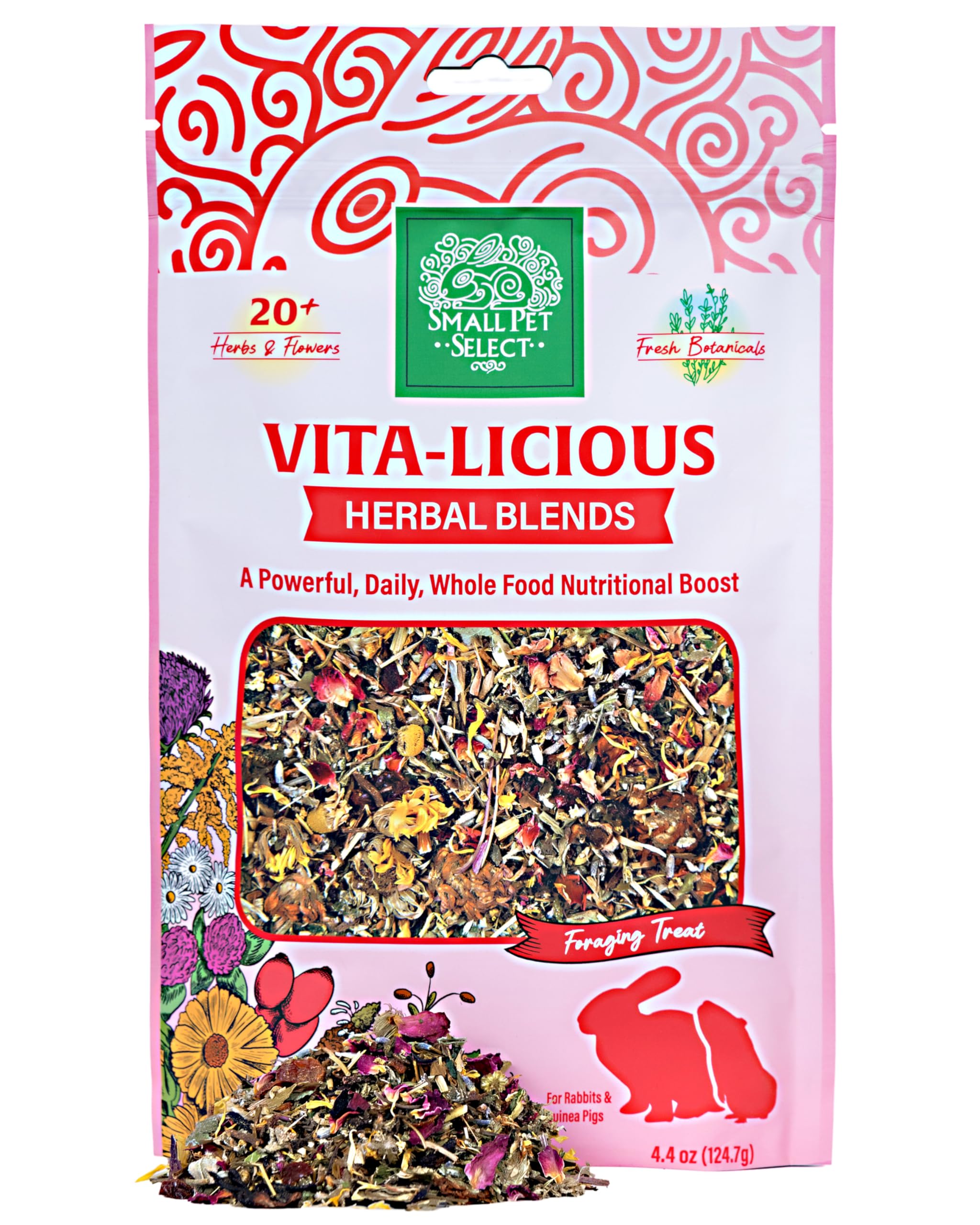 Small Pet Select - Vita-Licious Herbal Blend, a Natural Herbal Treat for Rabbits, Guinea Pigs, Hamsters, Gerbils, and Mice, 4.4o