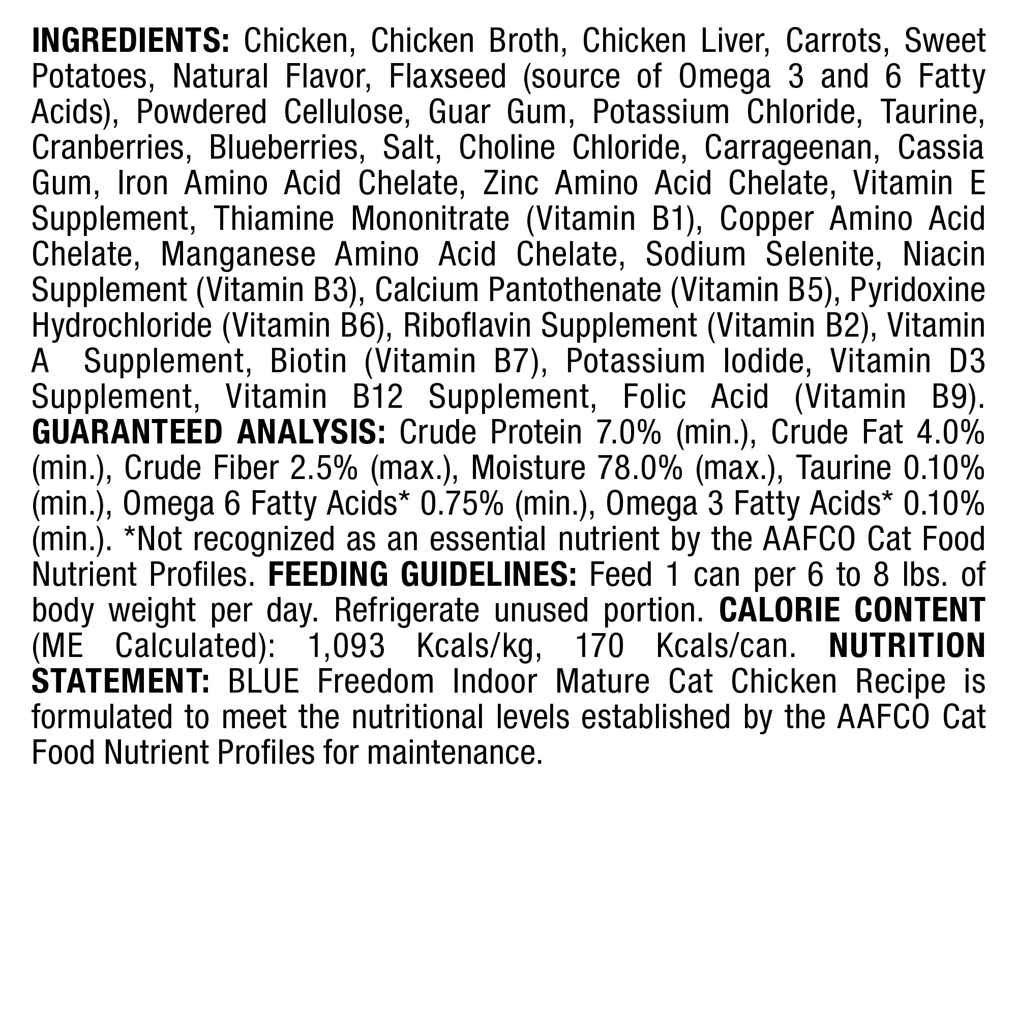 Blue Buffalo Freedom Grain-Free Wet Cat Food, Complete & Balanced Nutrition for Mature Indoor Cats, Made with Natural Ingredient