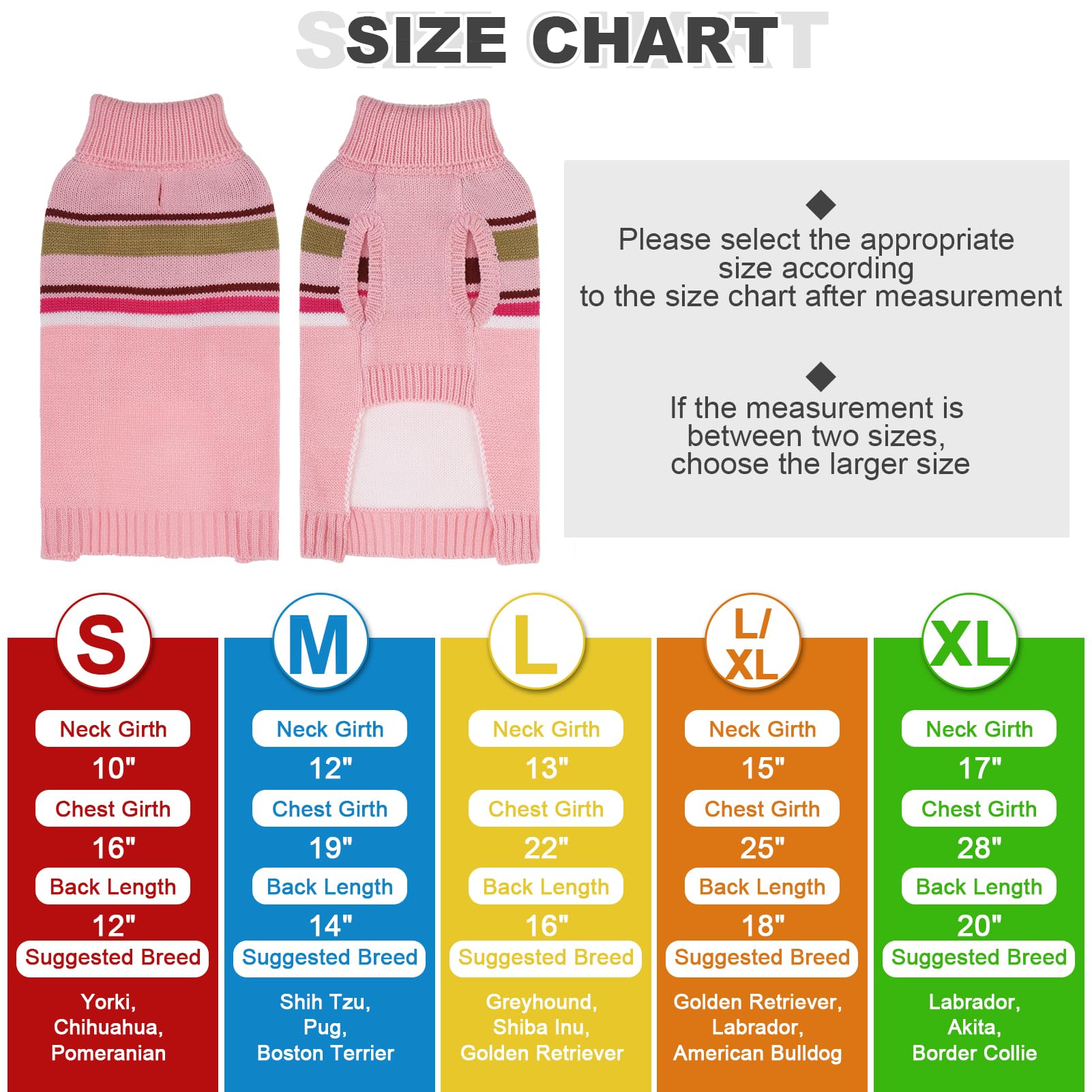 Pawchie Dog Sweater - Warm Turtleneck Coat With Leash Hole, Stretchy Knitted Outfit For Small To Large Dogs, Pink