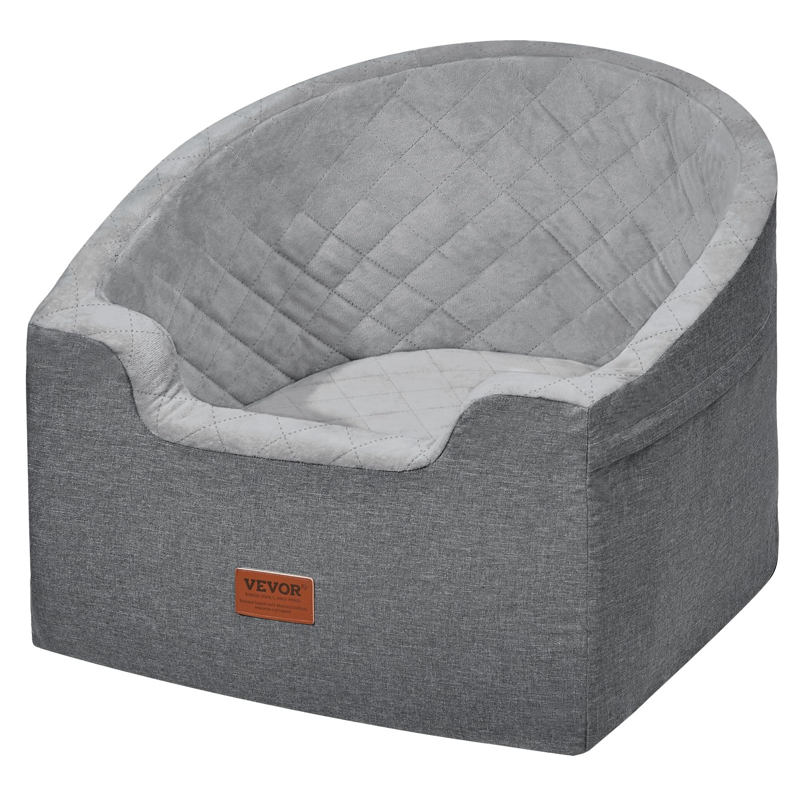 VEVOR Dog Car Seat, Waterproof Booster Seat for Small/Medium Dogs up to 55lbs, Dark Gray, Oxford Fabric with Sponge Filling, Model JBS-PCS-006