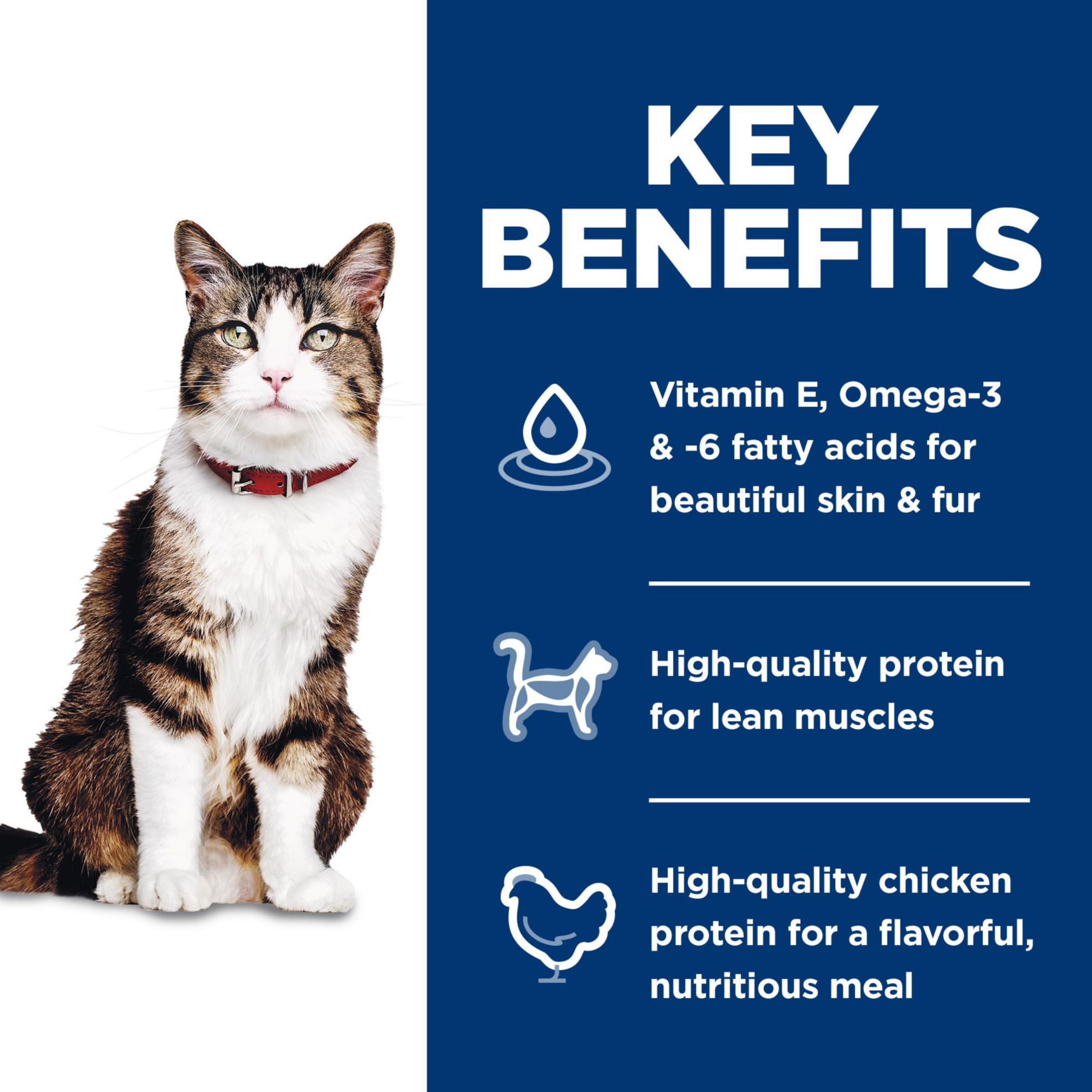 Hills Science Diet Hairball Control, Adult 1-6, Hairball Control Support, Dry Cat Food, Chicken Recipe, 7 lb Bag
