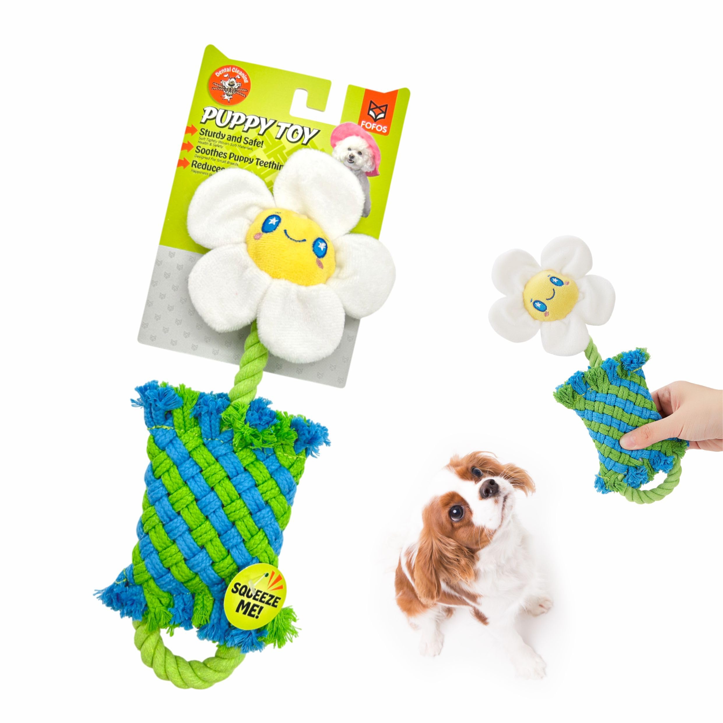 Barkbutler X Fofos Puppy Teething Toys Flower  Puppy Toy Anxiety Relief, Squeaky Toys For Dogs, Dog Toys For Medium Dogs (020K