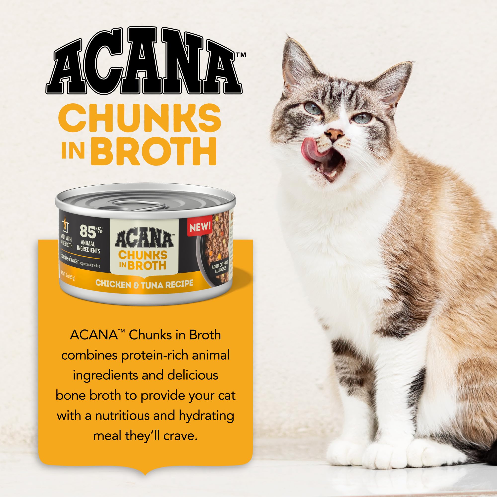 ACANA Chunks in Broth Wet Cat Food Chicken & Tuna Recipe 3oz Cans (12 Count)