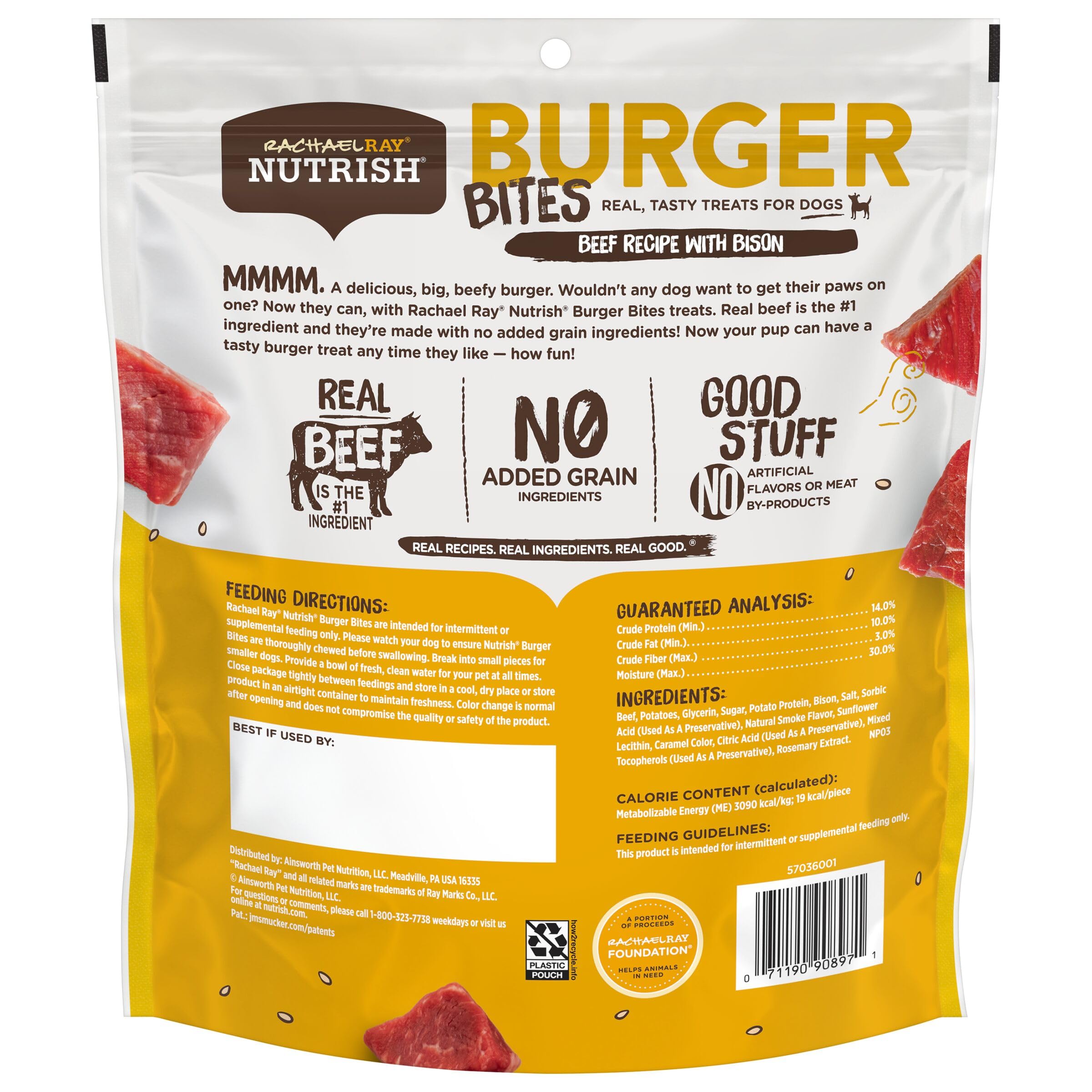 Nutrish Rachael Ray Burger Bites Beef Recipe with Bison Dog Treats, 30 oz. Bag