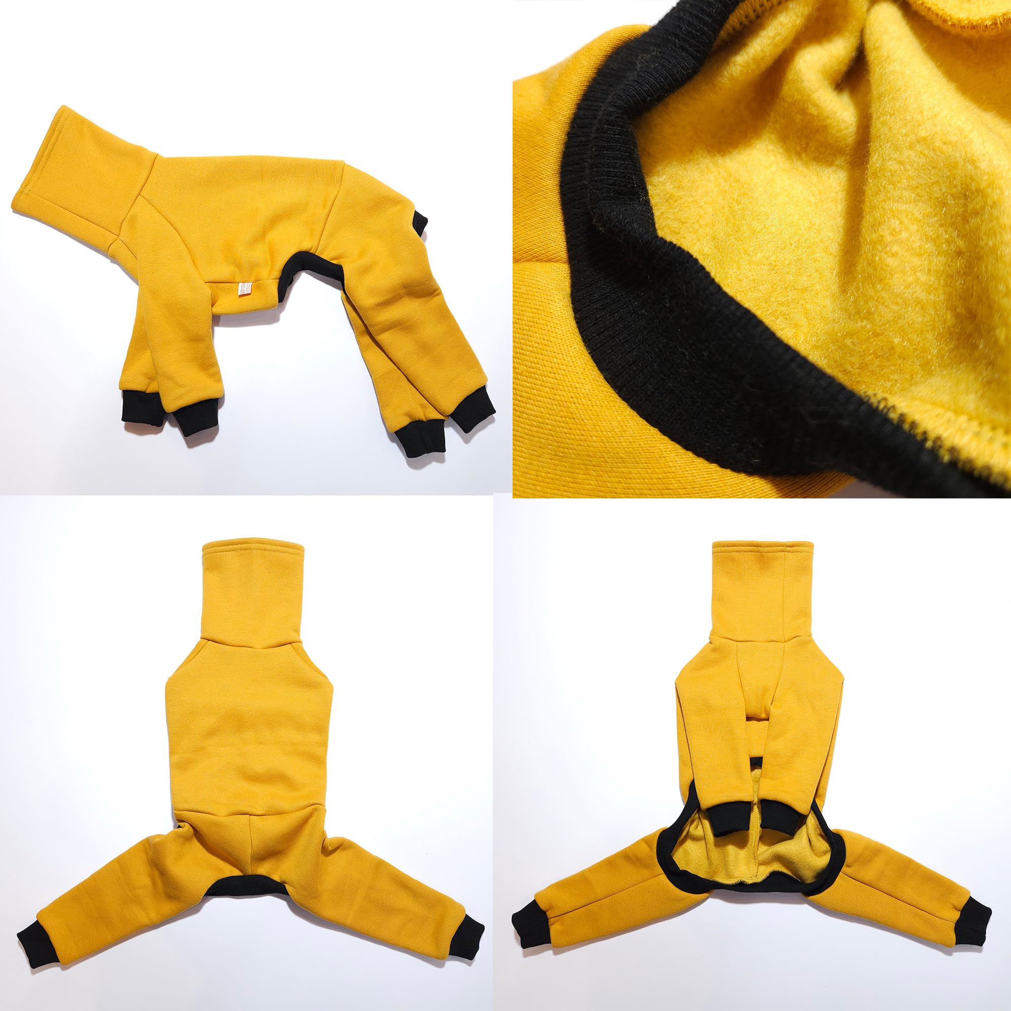 D Doggy Star Italian Greyhound Clothes Strechy Fleeced Lining Simple Onesie Whippet For Dog Coat (2Xl,Simple Mustard)