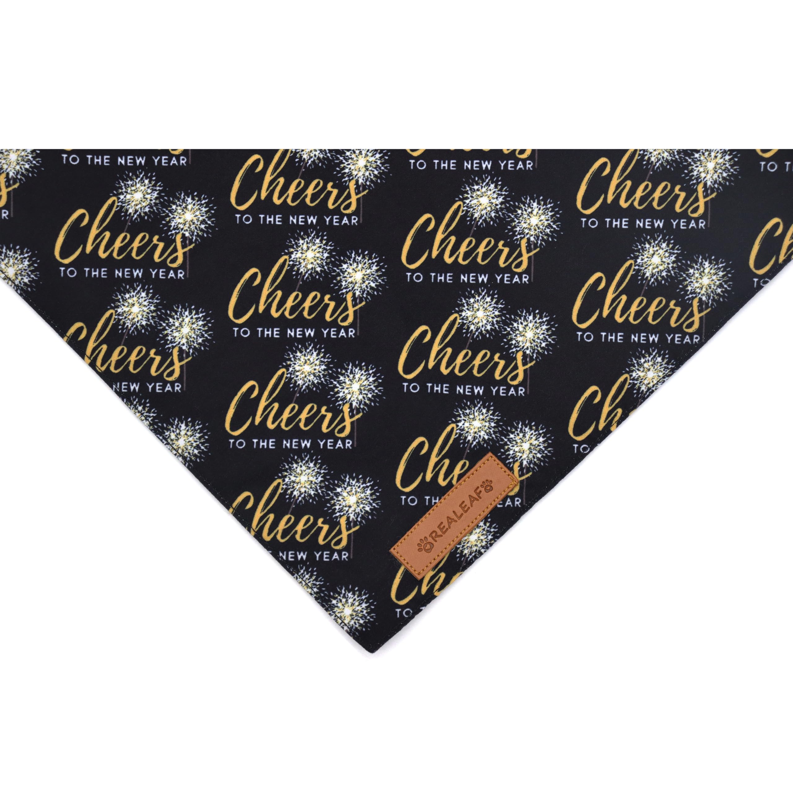 Realeaf New Year Dog Bandanas 2 Pack, Cheers To The New Year Dog Scarf For Boy And Girl, Premium Durable Fabric, Holiday Bandana