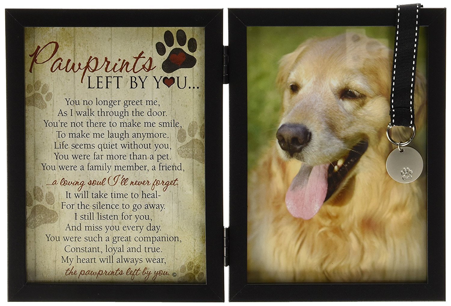 Pawprints Left by You Memorial Frame - Black Dog Sympathy Gift, 1 Count, Model 6070, with Touching Pawprints Poem for Pet Loss Remembrance