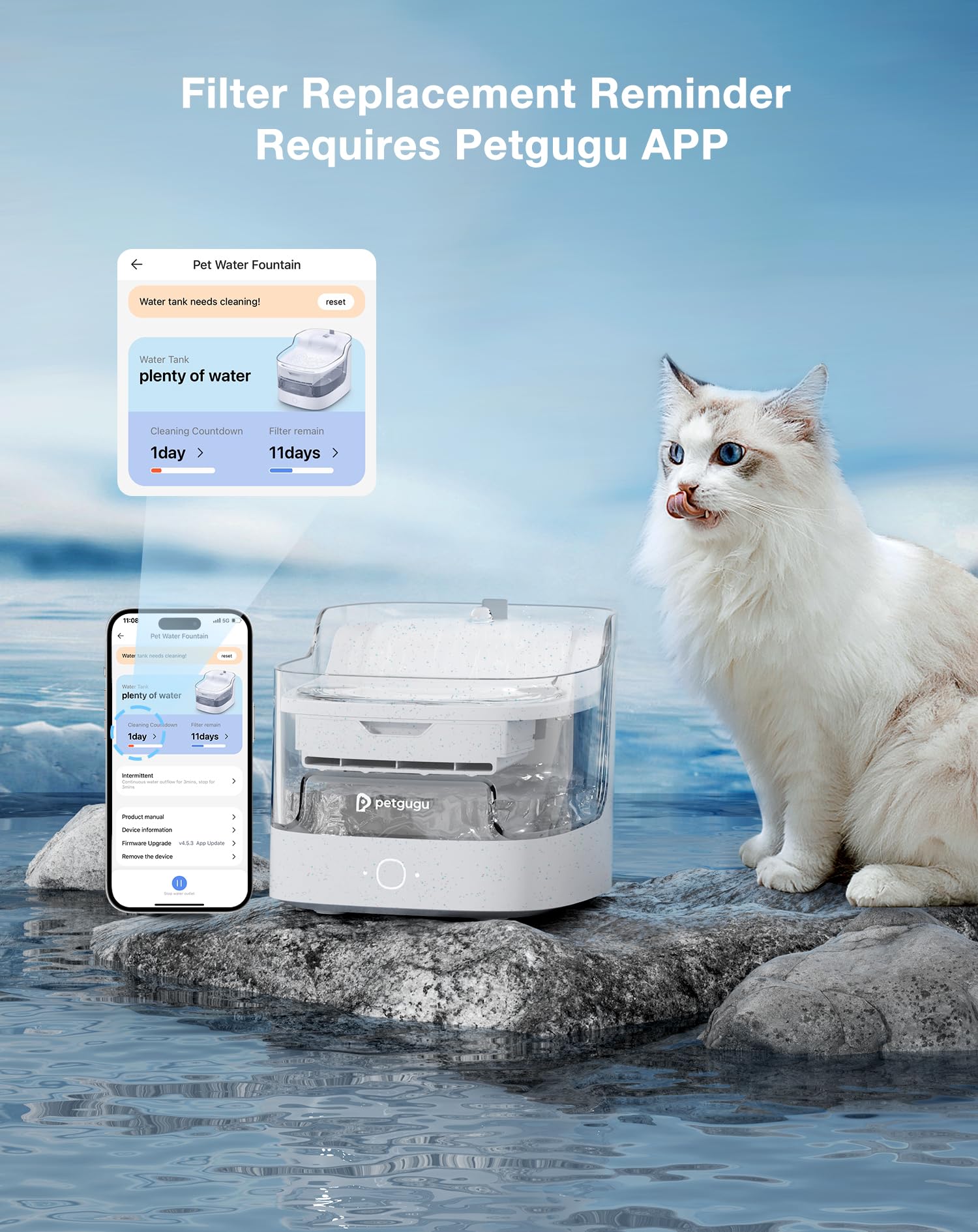 PETGUGU Cat Water Fountain 6 Pack Replacement Filters for PF1/PF1L Automatic Pet Fountain Filter Set (6 Pcs)