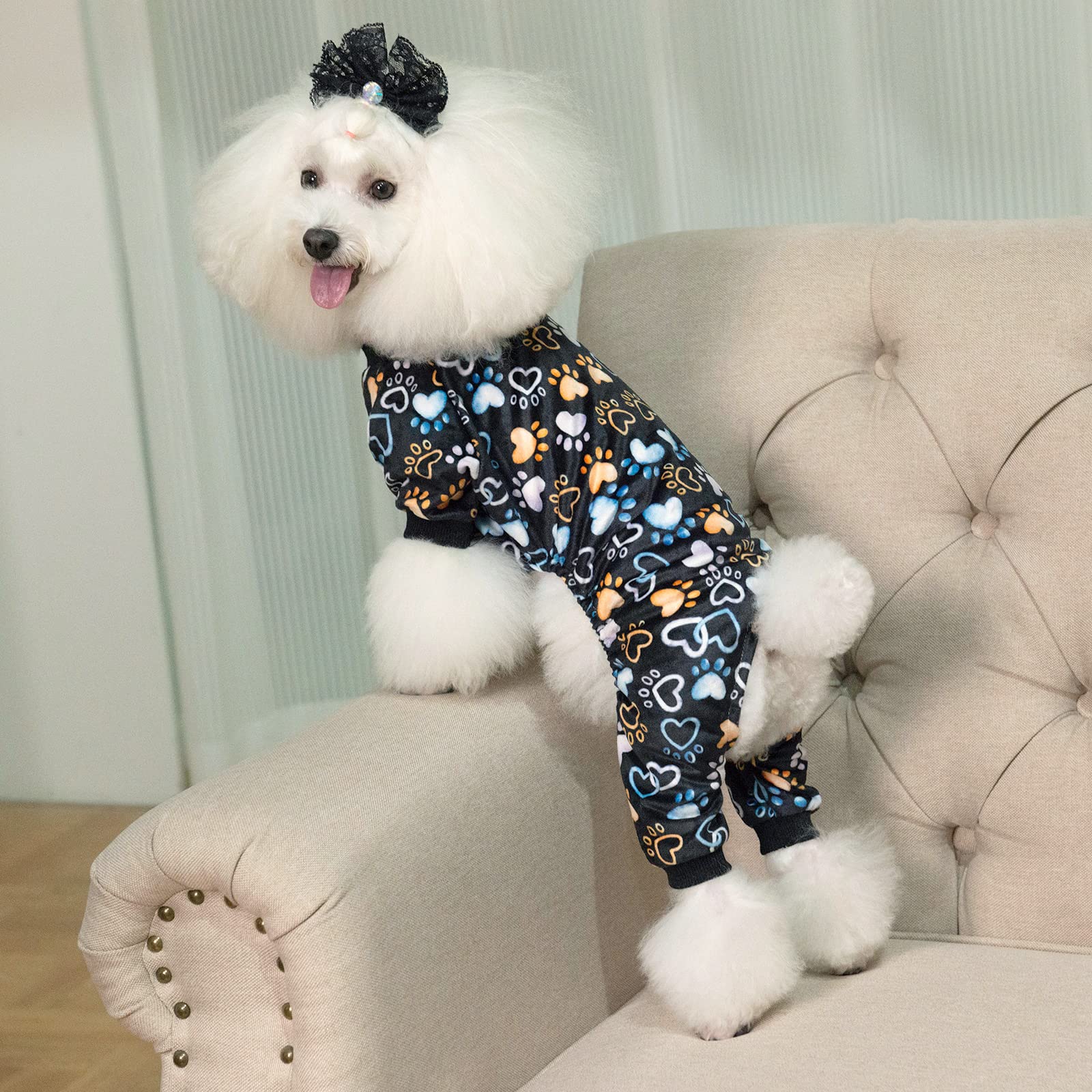 Cutebone Footprints Of Love Dog Pajamas Soft Puppy Pjs For Small Dogs P220M