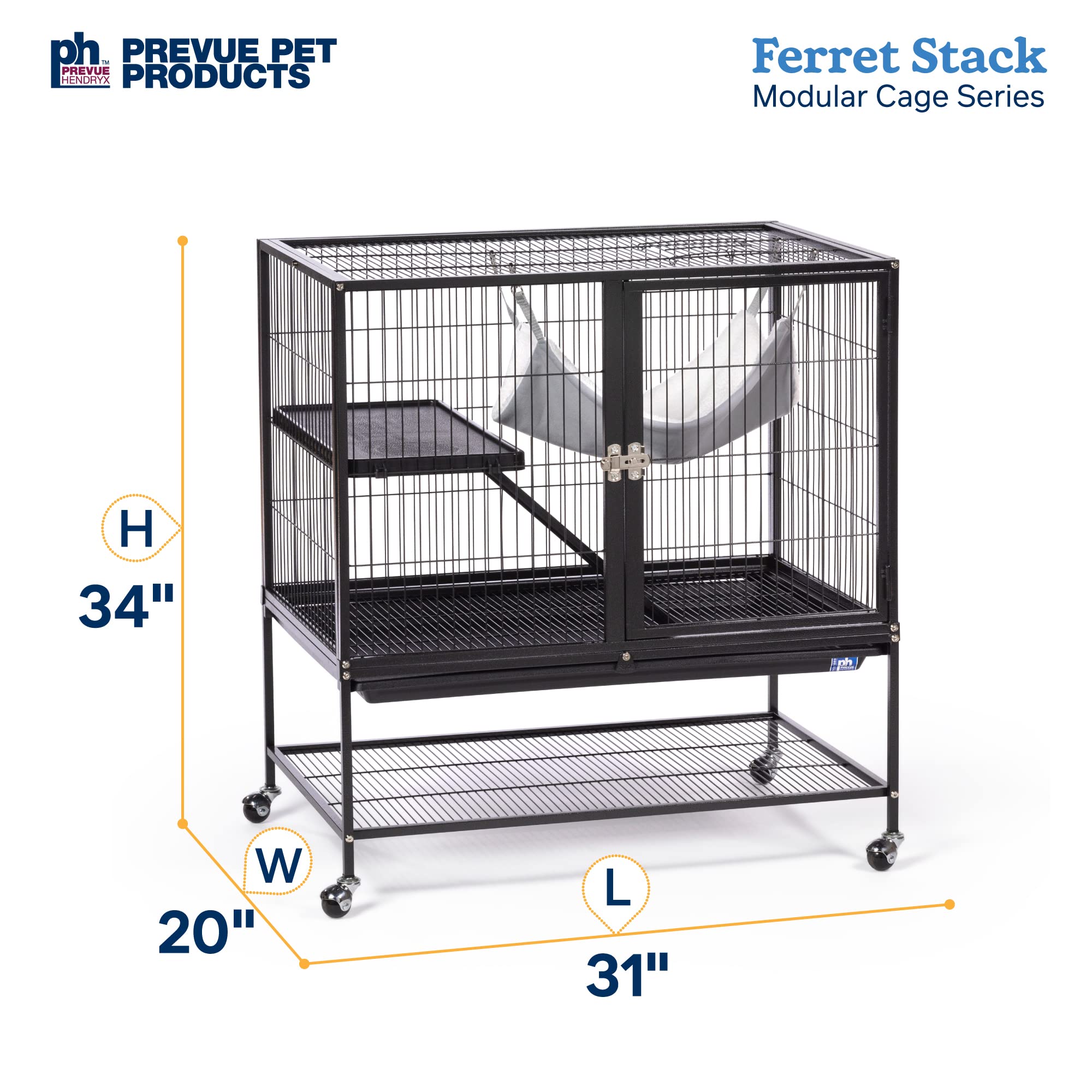Prevue Pet Products Ferret Stack One Story Ferret Home with Portable Stand, Escape Proof Lock, Hammock, Ramps, Expandable Add-On
