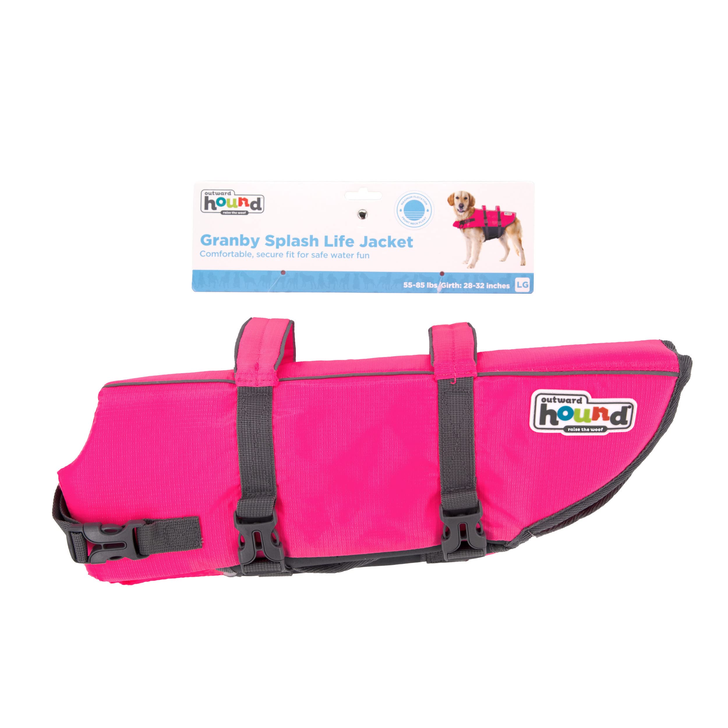 Outward Hound Granby Splash Pink Dog Life Jacket, Large