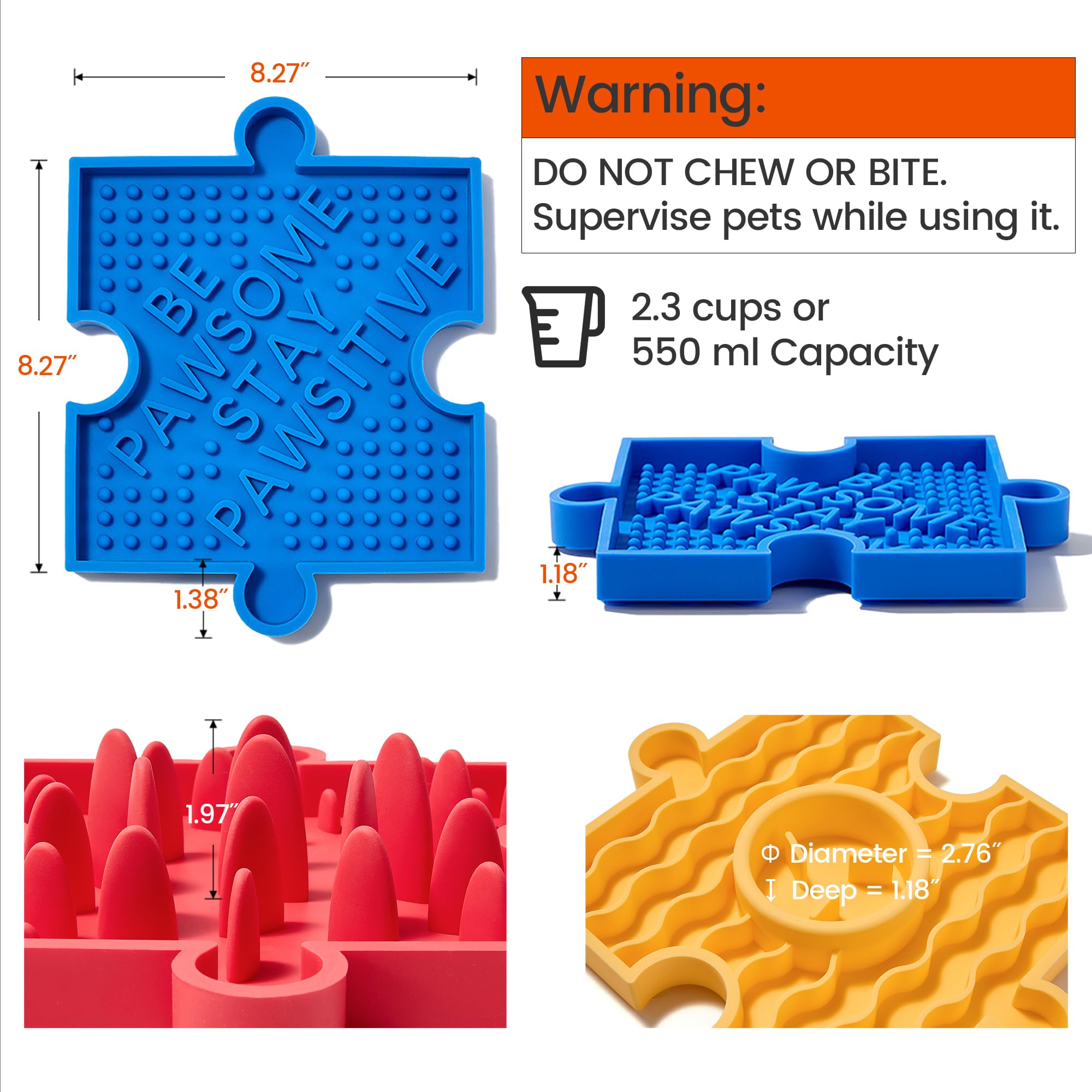 HowGo Puzzle Slow Feeder Lick Mat for Dogs, 38+ Suction Cups|Non-Slip Heavy Duty Maze Enrichment Bowl BPA-Free Silicone|Reduce B