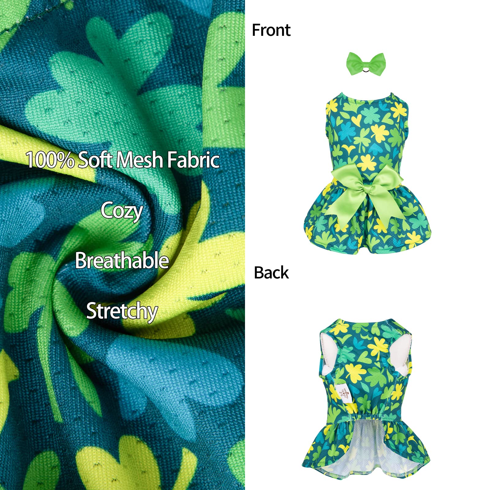 Cutebone Dog Mesh Dress St.Patrick'S Day Puppy Sundress Pet Outfit Summer Fashion For Small Dogs Girl Cat Clothes Bf07M