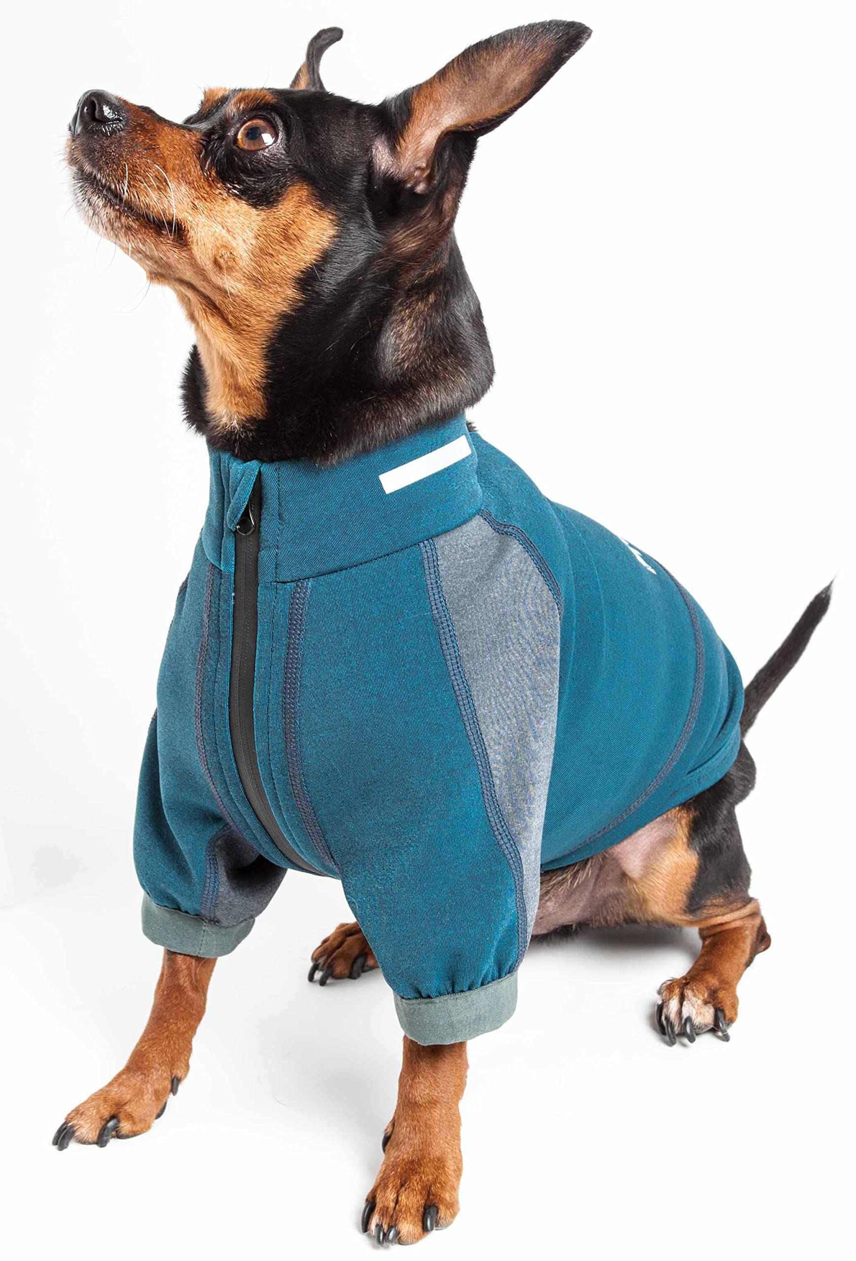 Dog Helios ® 'Eboneflow' Performance Pet T-Shirt Dog Clothes - Stretchy-Neoprene Mediumweight Dog T-Shirt with Quick Dry, Reflective and 4-Way-Stretch Technology