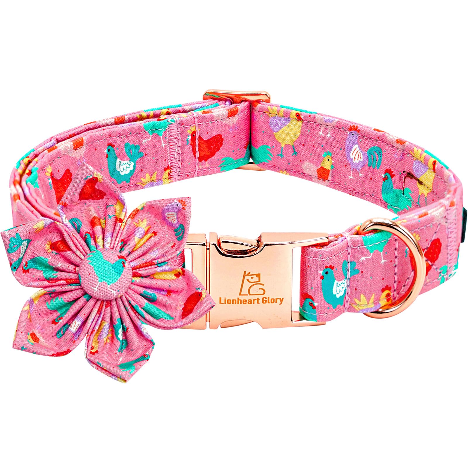 Lionheart Glory Easter Day Dog Collar With Flower Dog Collar For Medium Dogs, Easter Chickens Colorful Dog Flower Collars Spring
