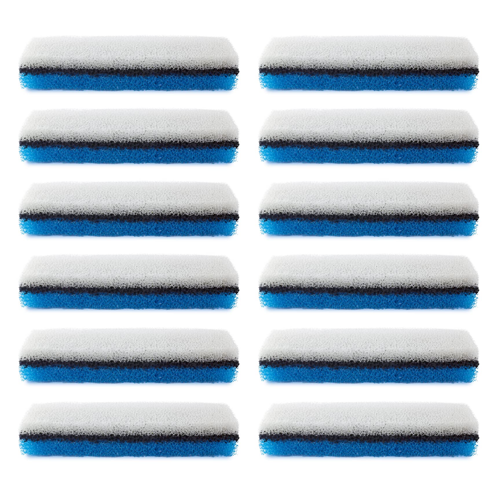 Pet Standard Premium Water Filter Compatible With Npet® Wf020 Water Fountain. Rectangular-Shaped, Washable Pet Fountain Filters With Triple Filtration System, Pack Of 12