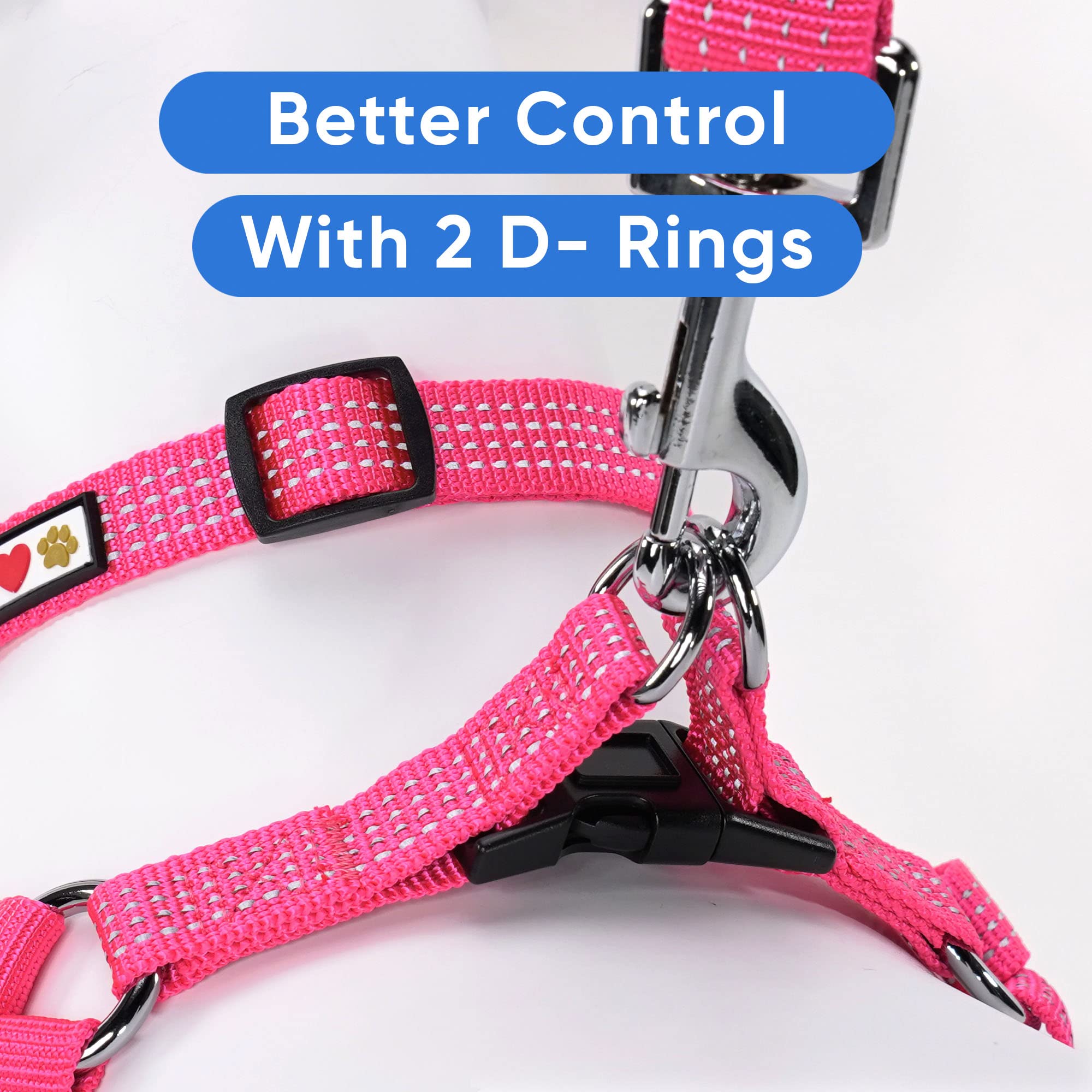 Pawtitas Dog Harness For Large Dogs - Pink Step-In Adjustable Reflective Vest For Senior Dogs And Puppies - Size S