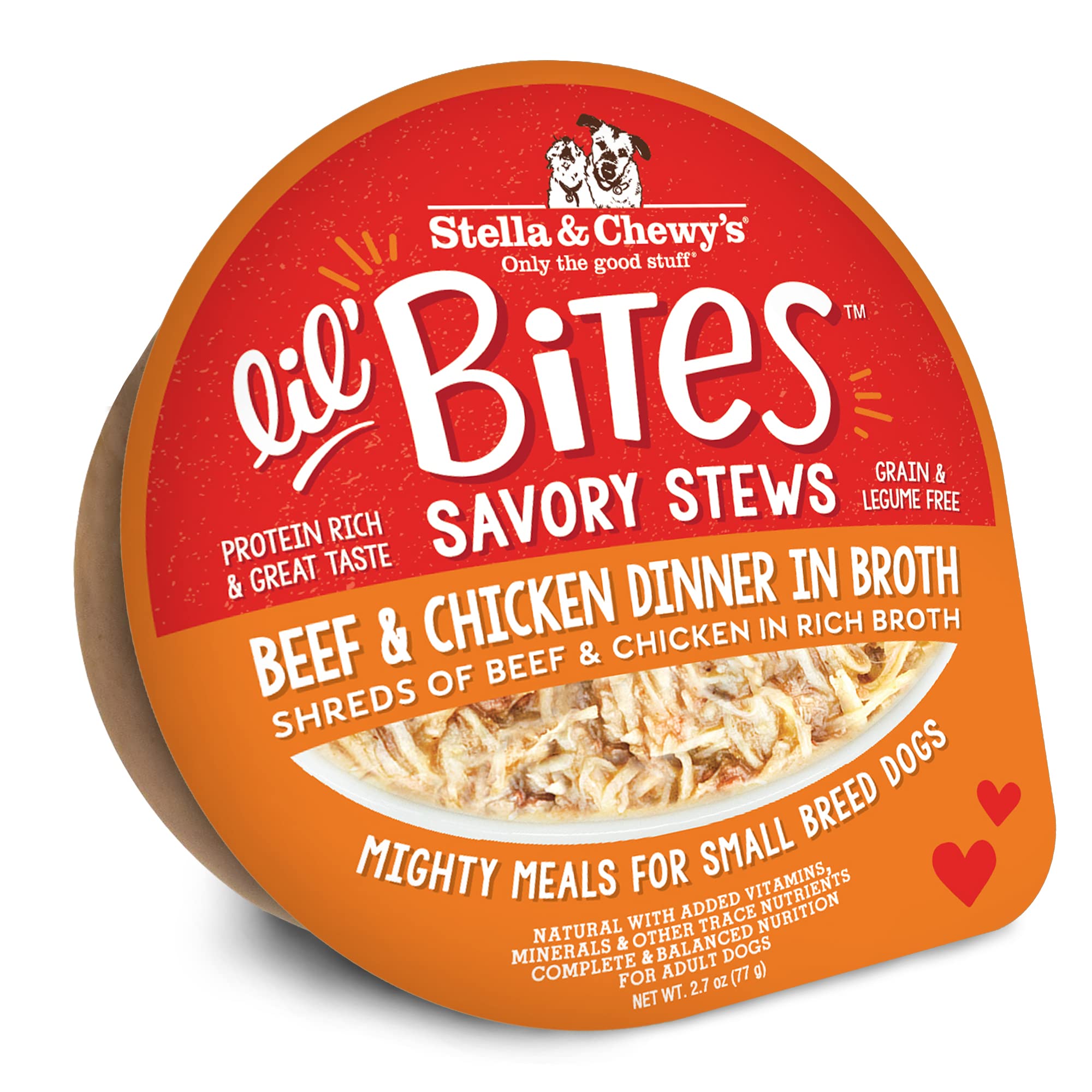 Stella & Chewy s Lil Bites Savory Stews for Small Breeds Beef & Chicken Dinner in Broth, 2.7 oz. Cups (Pack of 12)