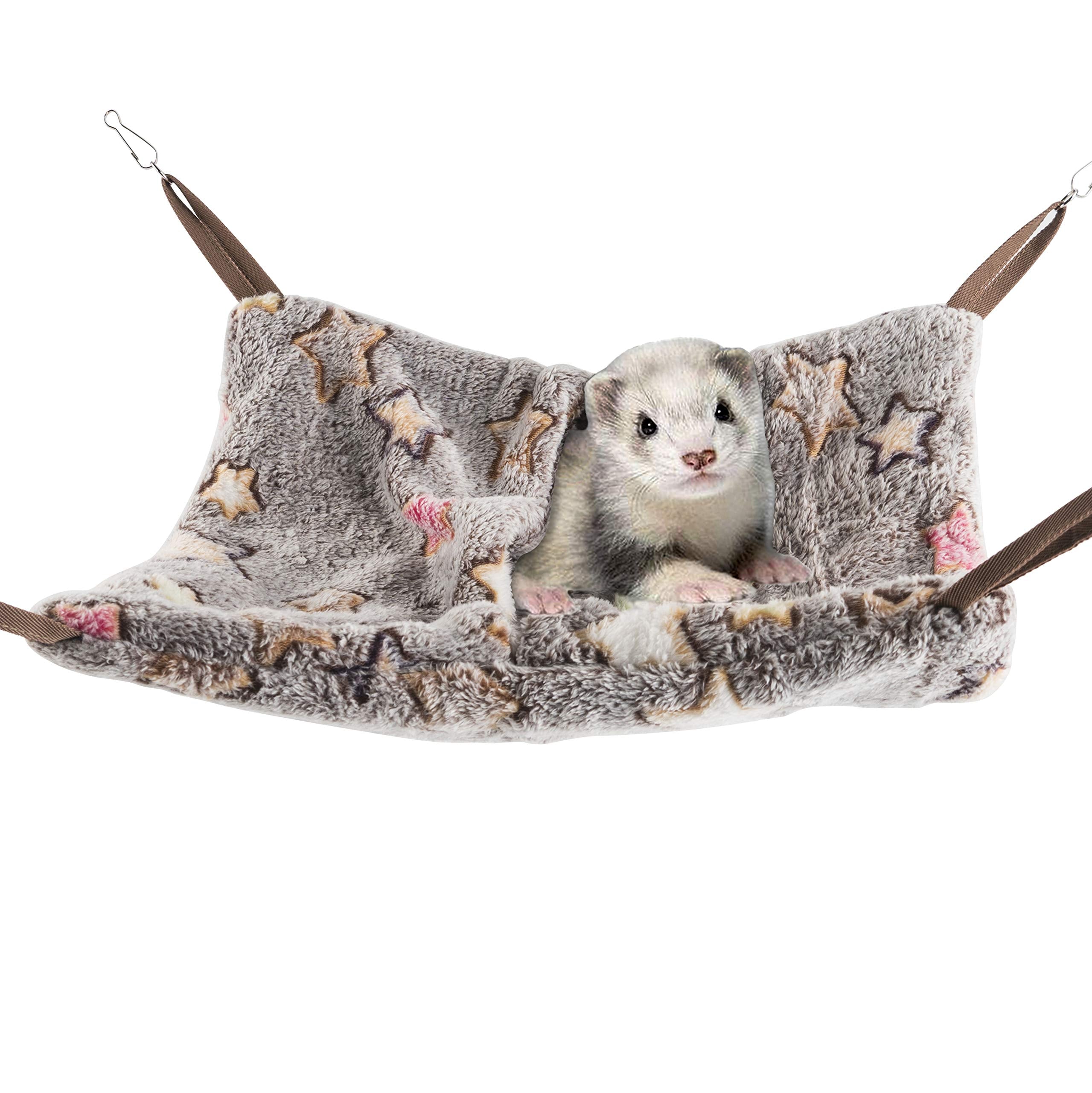 Niteangel Hanging Hammock Nap Sack Swing Bag Pet Sleeper For Ferret Rat Sugar Glider And Other Small Animals (Cream, Star)