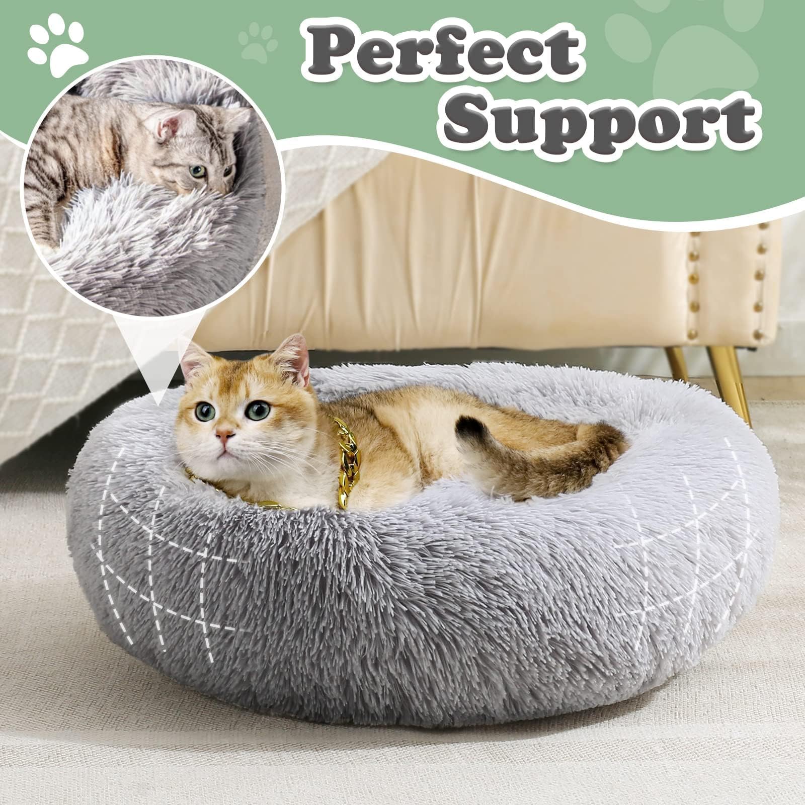 Jollyvogue Dog Bed, Calming Anti-Anxiety Large Dog Bed, Fluffy Donut Cushion For Medium And Large Pets (27'/30'/36')
