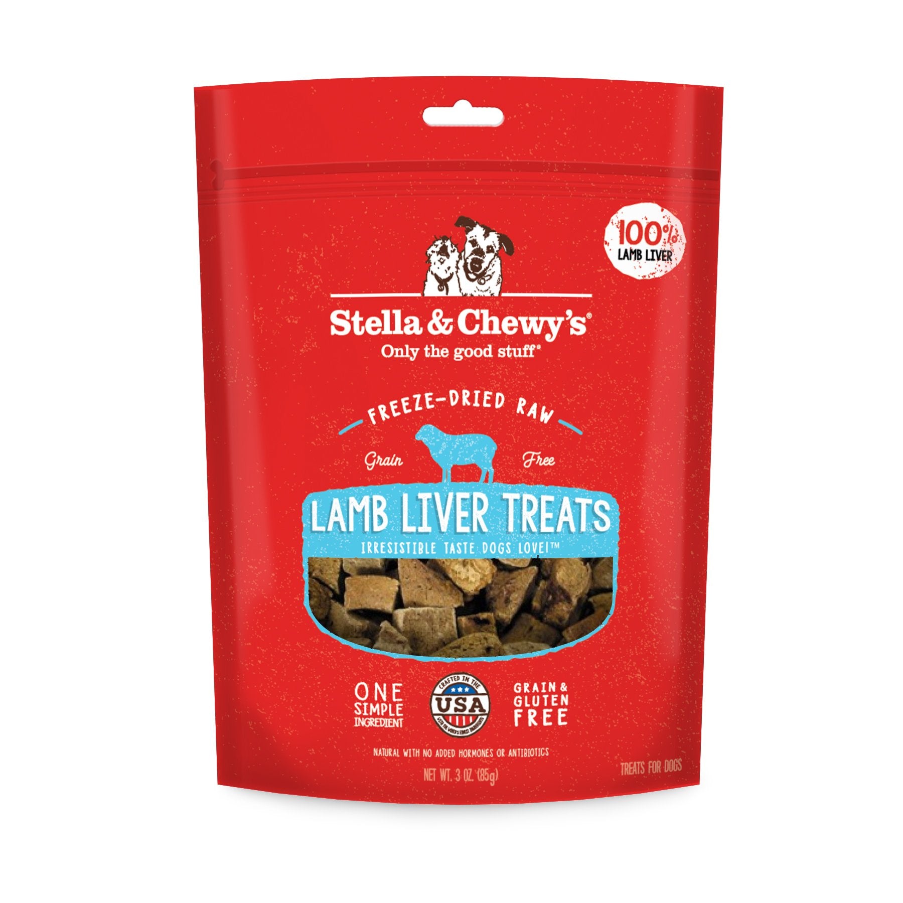 Stella & Chewys Freeze-Dried Raw Single Ingredient Lamb Liver Treats, 3 oz. Bag
