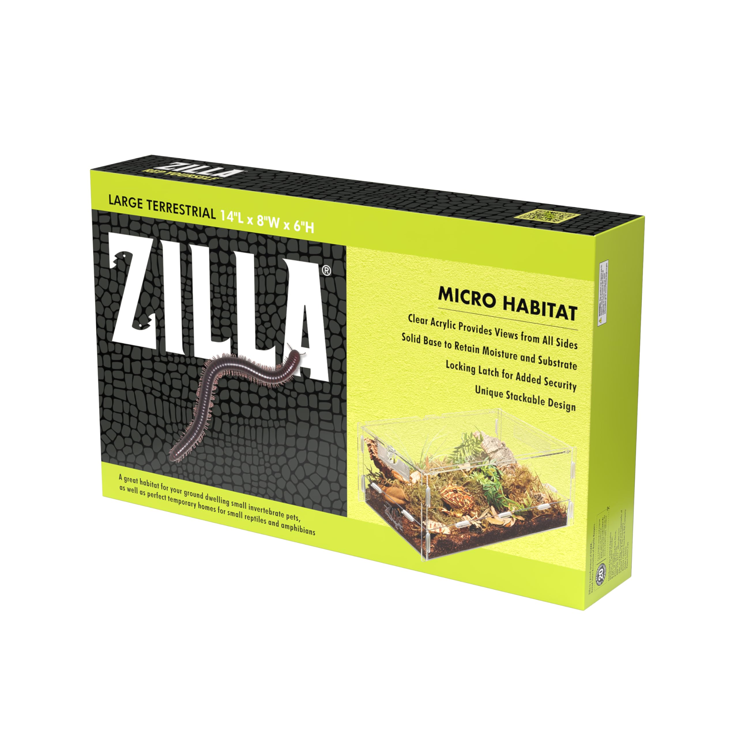 Zilla Micro Habitat Terrarium Enclosure for Small Ground Dwelling Reptiles, Amphibians, Spiders & Other Invertebrates, Large