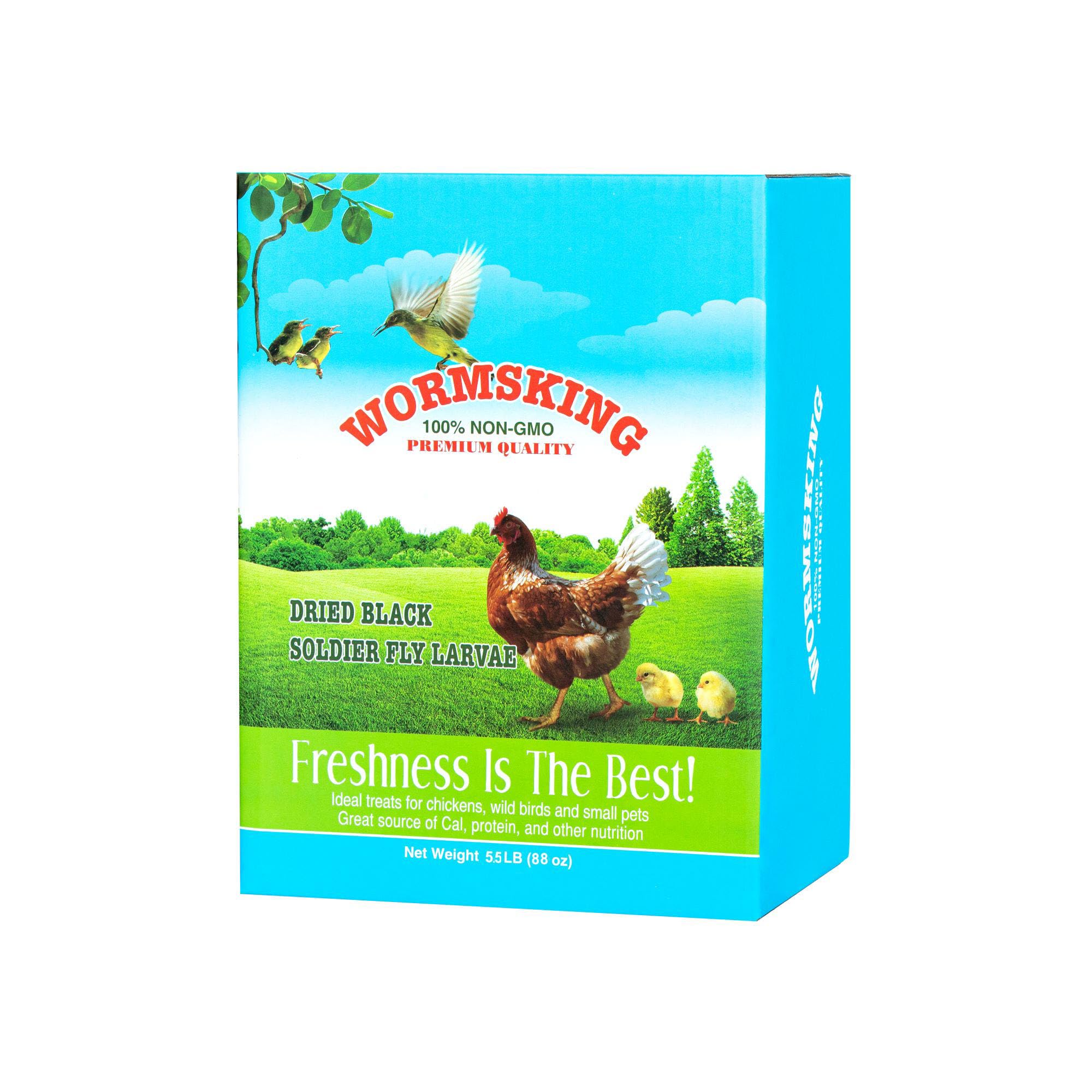 WORMSKING 5.5LB Dried Black Soldier Fly Larvae, More Calcium Than Dried Mealworms, High Protein Chicken Feed, Poultry Treat