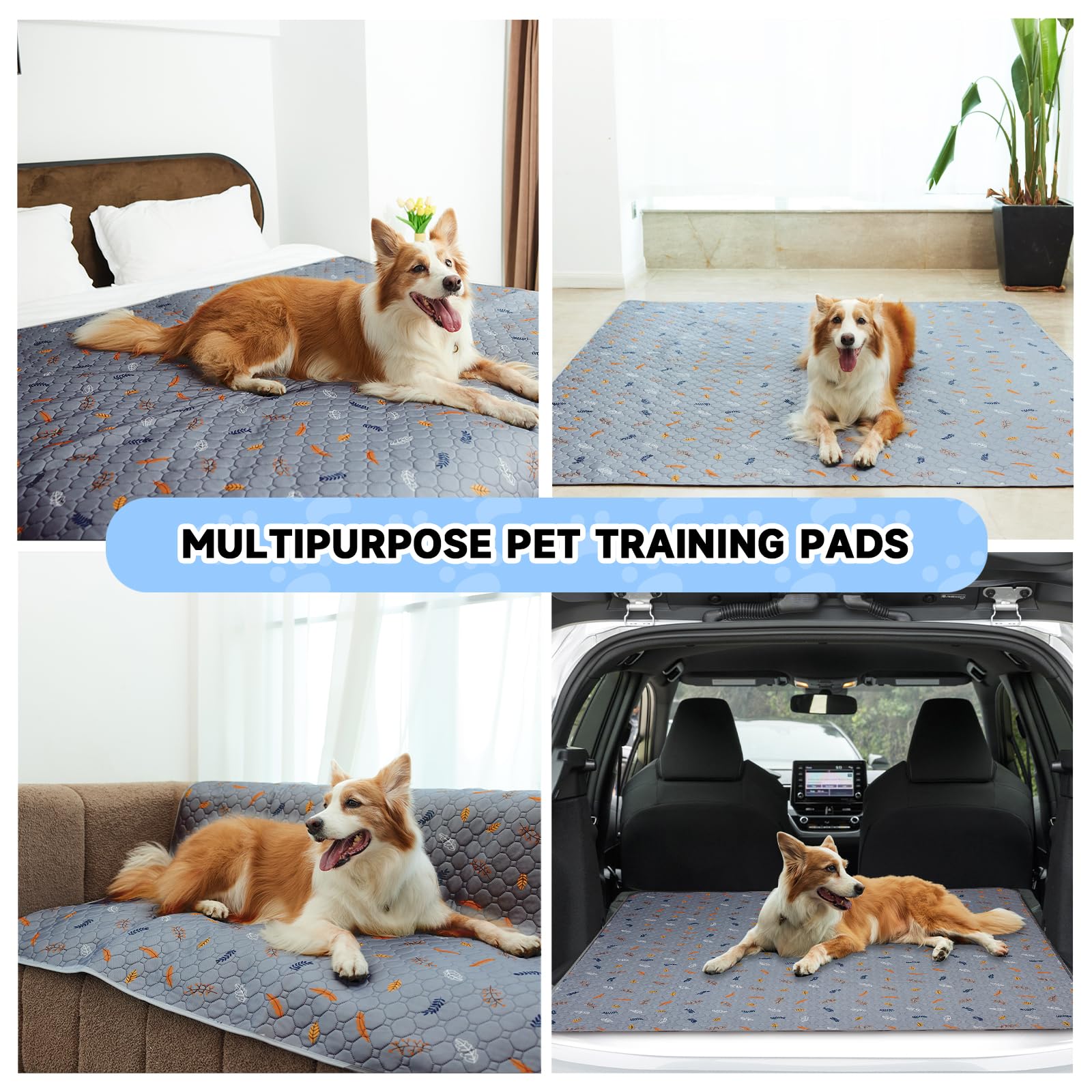 Sunheir 2 Pack Washable Guinea Pig Pee Pads, 24'' X 48'' Waterproof Reusable Guinea Pig Cage Liners, Absorbent Bedding Training