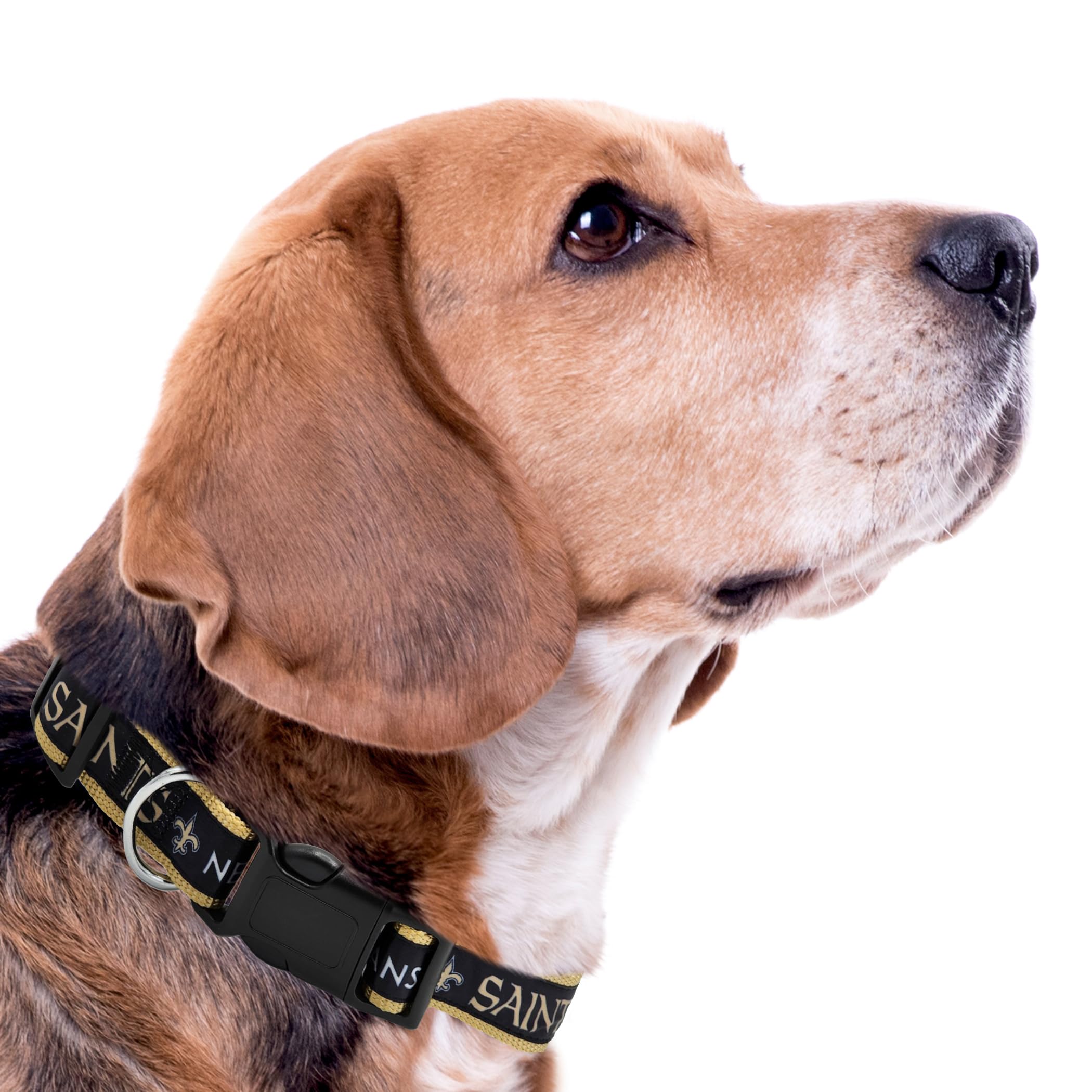 Pets First NFL New Orleans Saints Licensed PET COLLAR, Small - Heavy-Duty, Strong, and Durable Dog Collar. Available in 31 Footb