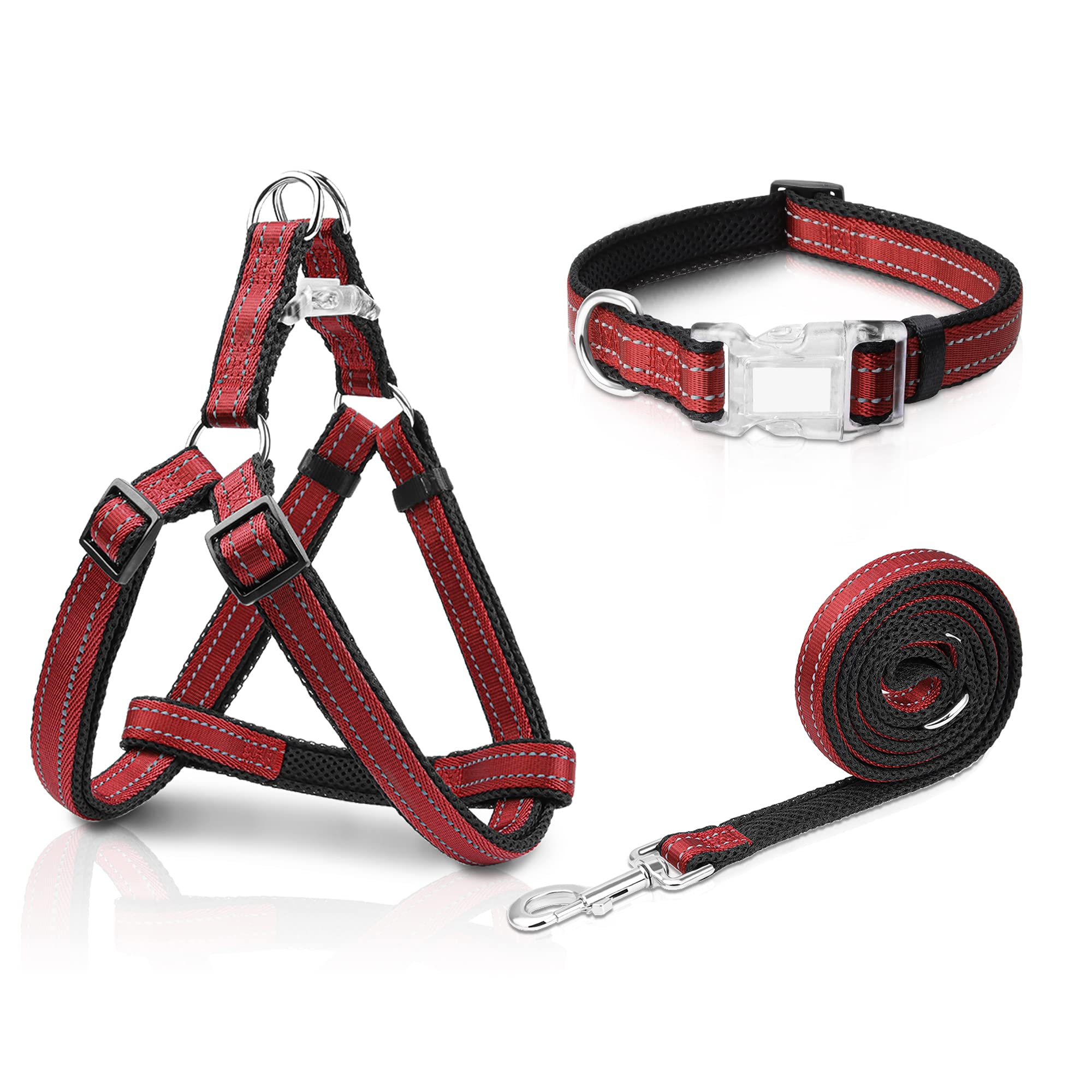 Reflective Dog Harness Collar Leash Set, No Pull Harness For Large Sized Dog, Quick Release Buckle Puppy Harness For Walk, Run, 