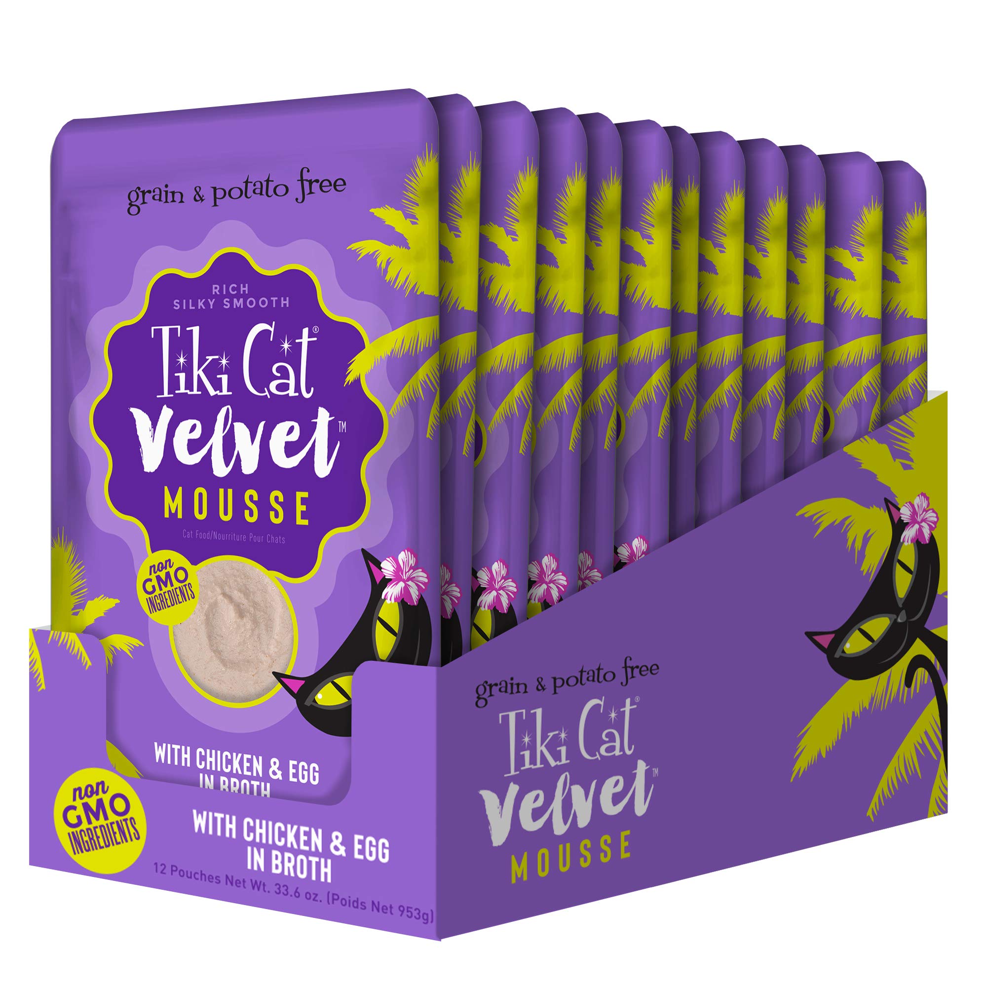 Tiki Cat Luau Velvet Mousse, Chicken & Egg in Broth, Complete Nutrition for Balanced Diet, Wet Cat Food For All Life Stages, 2.8