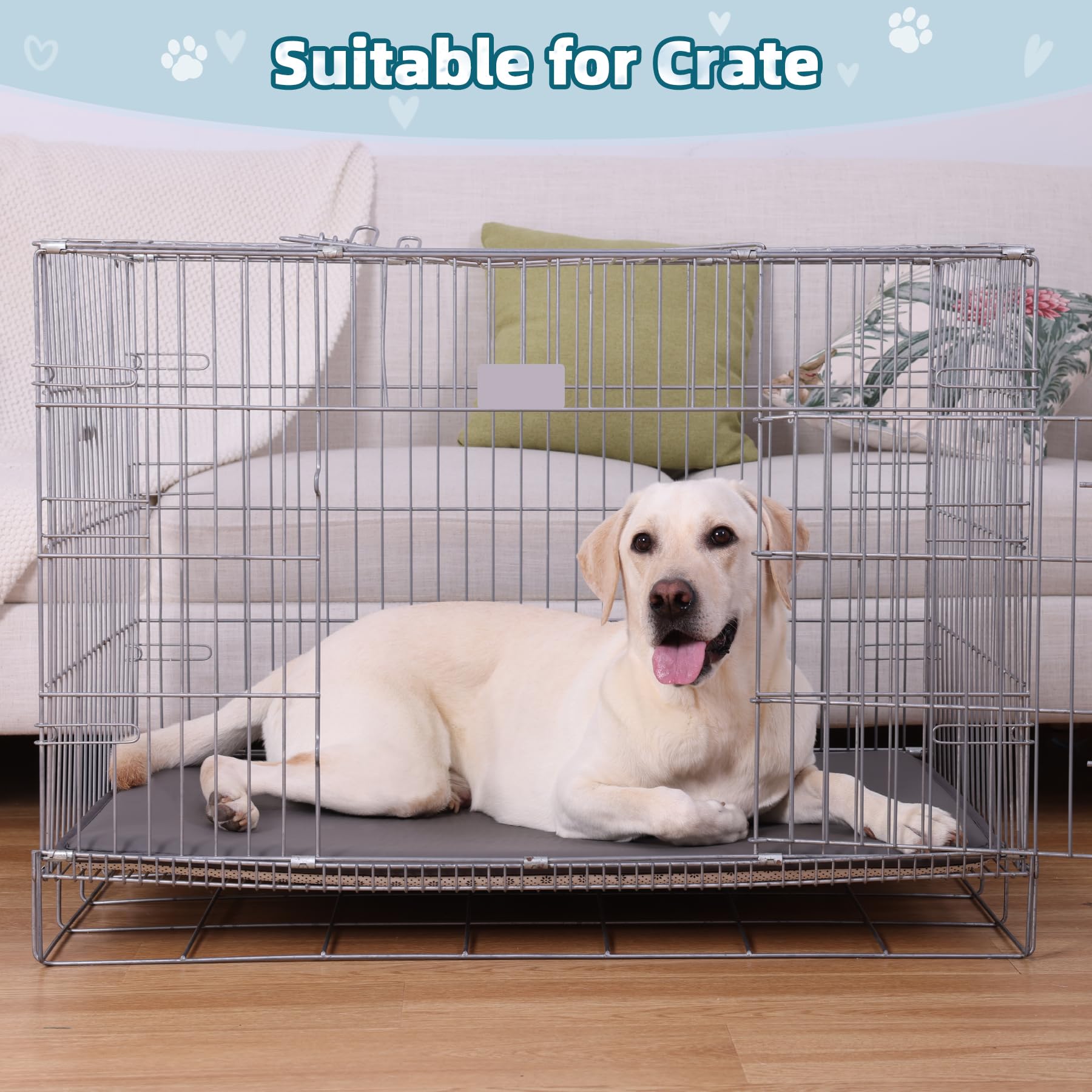 WAYIMPRESS Dog Crate Pad Mat, Waterproof Kennel Cage Mat, Cooling Pet Bed for Medium Large Dogs, Outdoor Pet Bed with High Resil
