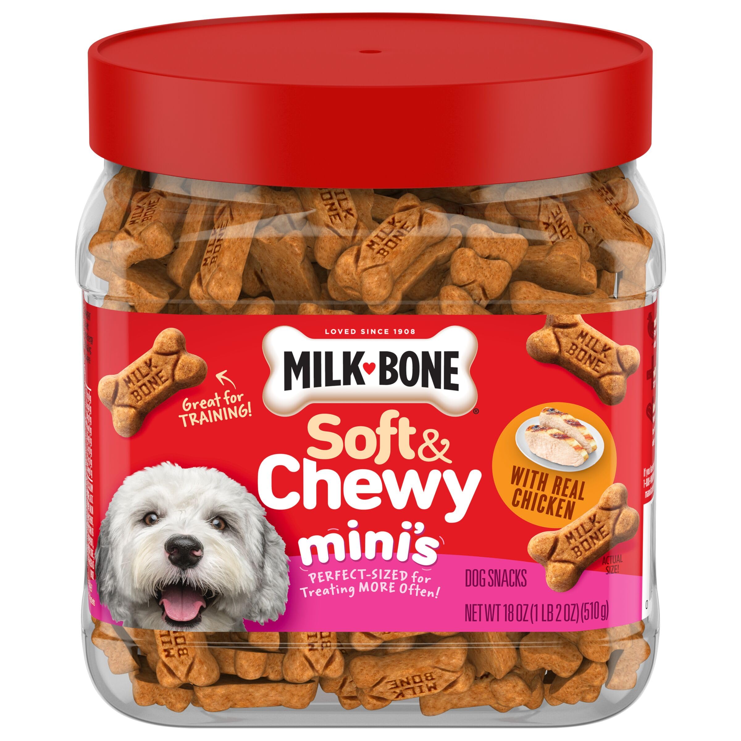 Milk-Bone Soft & Chewy Minis Dog Treats, Chicken, 18 Ounce Made with Real Chicken Breast