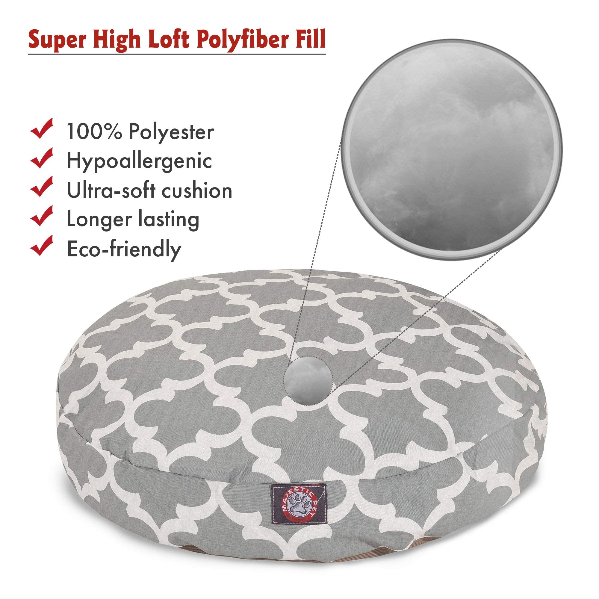 Gray Trellis Small Round Indoor Outdoor Pet Dog Bed With Removable Washable Cover By Majestic Pet Products