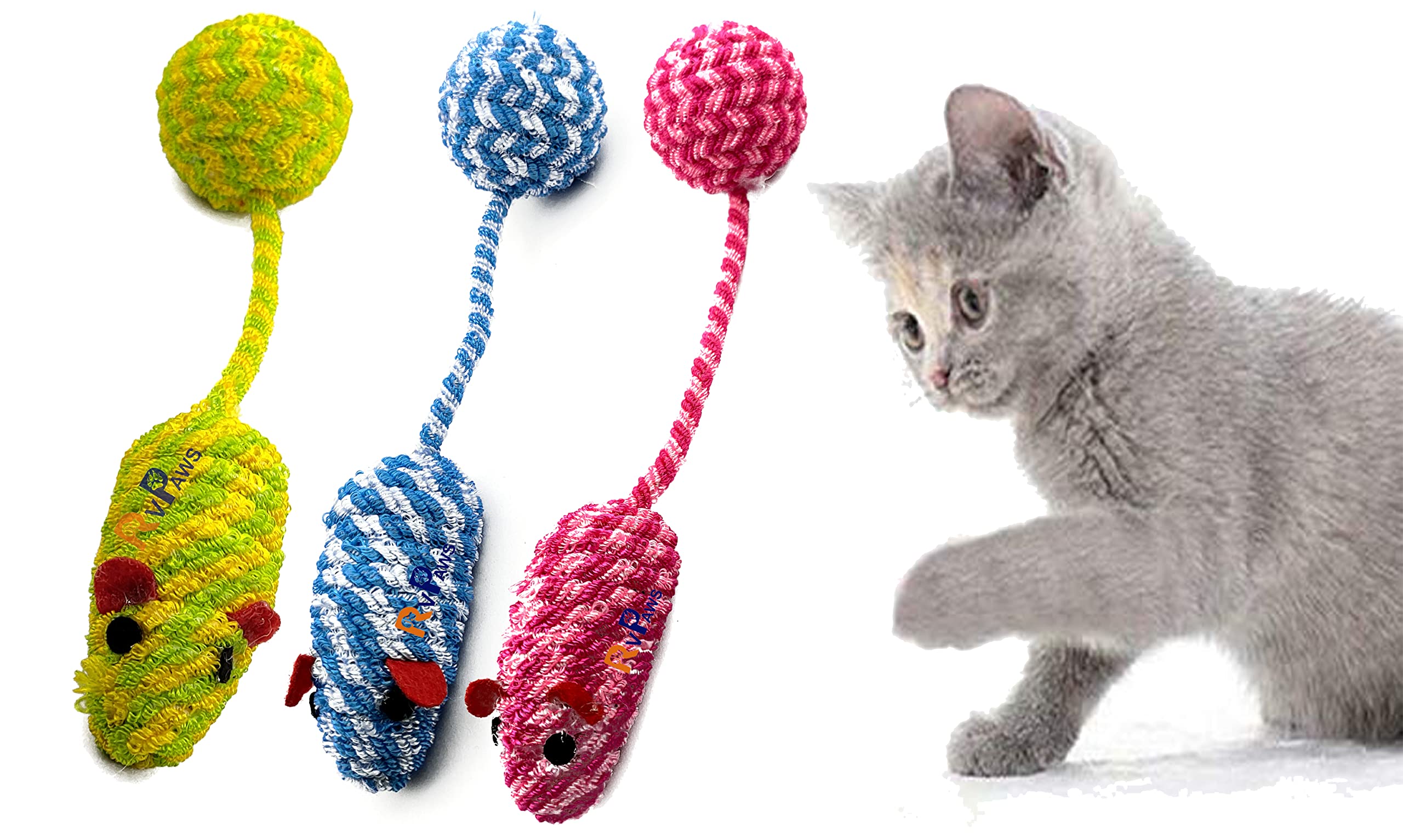 Pups&Pets Sisal Creative Pet Cat Toys Mic Plush Fake Mouse Kitten Cat Playing Toy  Color May Vary (Pack Of 2)