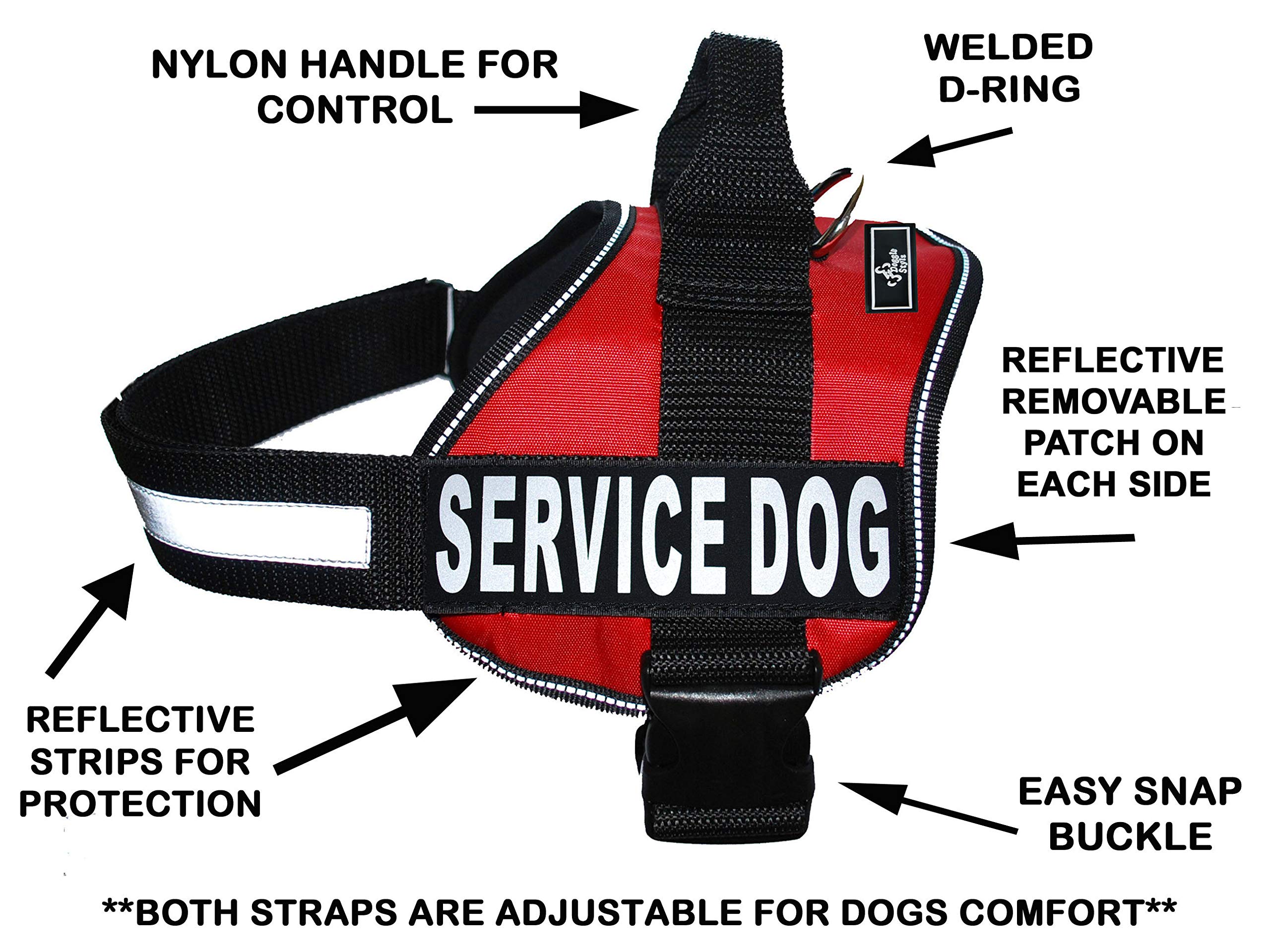 Doggie Stylz Official Service Dog In Training Vest Harness Bundle Kit. Includes Set Of Service Dog + Service Dog In Training Removable Reflective Patches + 30 Inch Lead + 2 Id Dog Tags