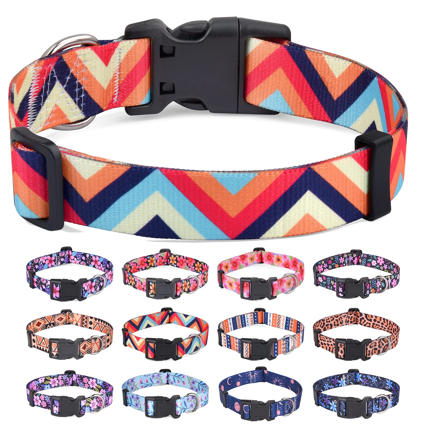 Hqyddmi Dog Collar For Large Dogs, Soft Comfy Pet Collar For Small Medium Large Dogs, Geometry Pattern For Boy Girl Puppy Dogs(C