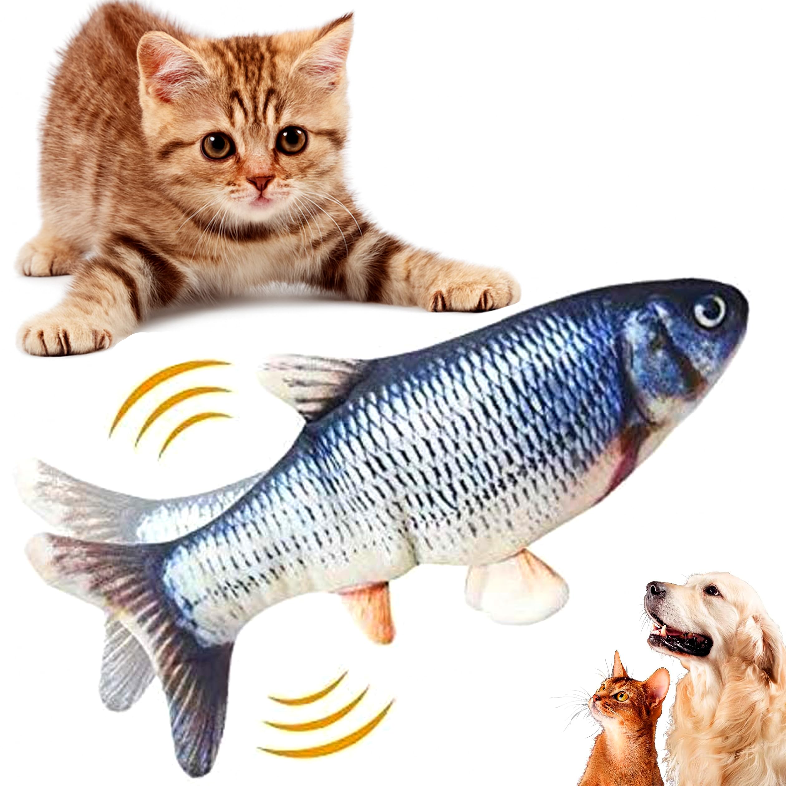 Rvpaws Cat Toys Flopping Fish With Catnip, Moving Cat Toy Interactive For Indoor Cats, Kitten Kicker Floppy Dog Toy, 11 Electri