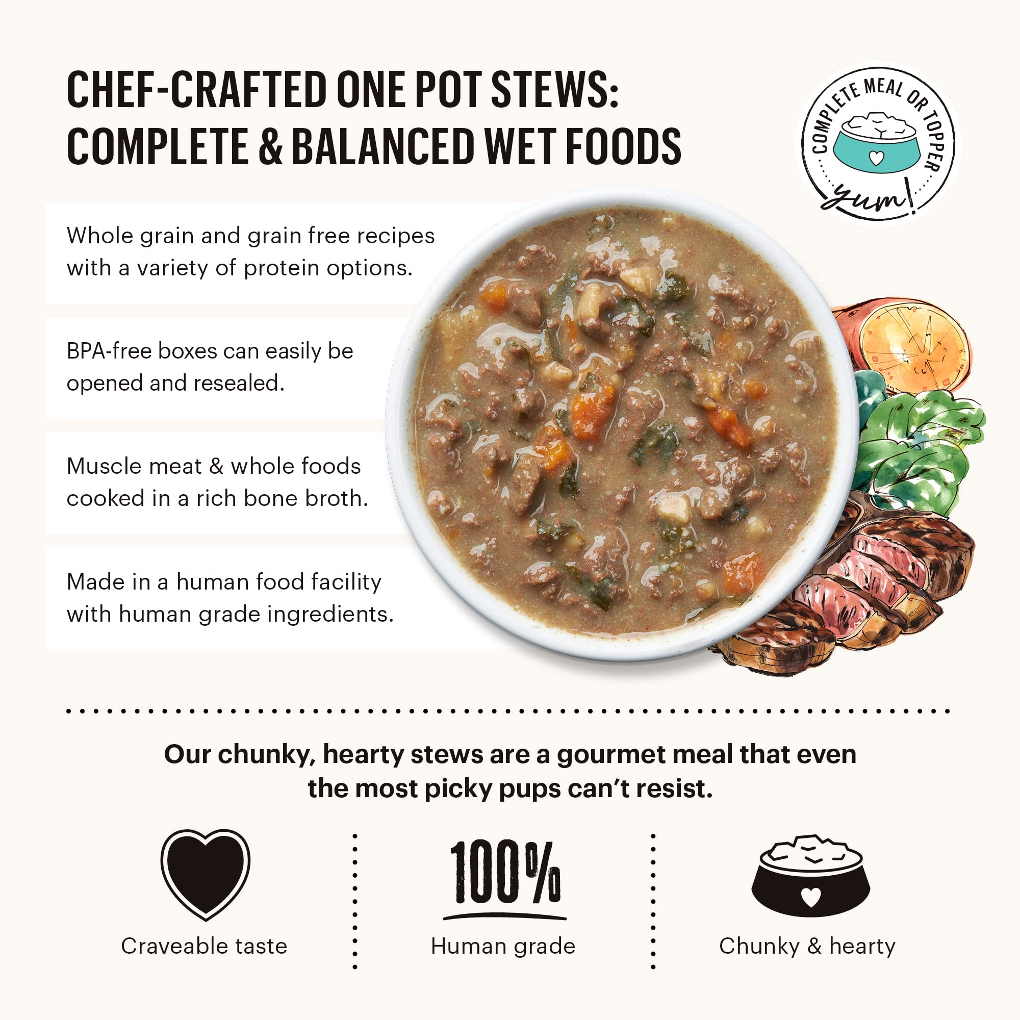 The Honest Kitchen Human Grade Wet Dog Food - One Pot Stews ,10.5 Oz(Pack of 6)