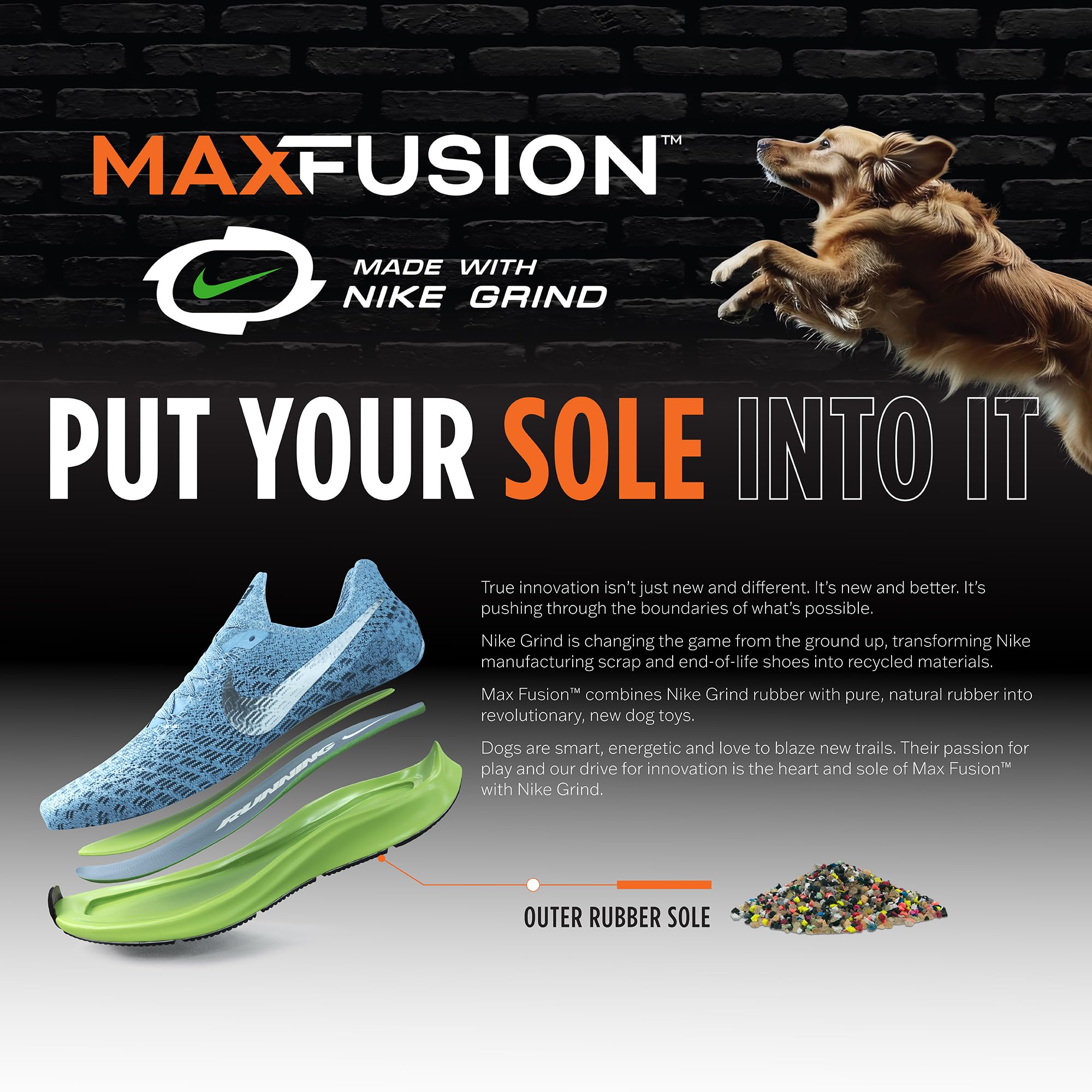 Max Fusion With Nike Grind, Arlee Roped Dog Toy, Chew Toy For Play, Fetch, Tug, L