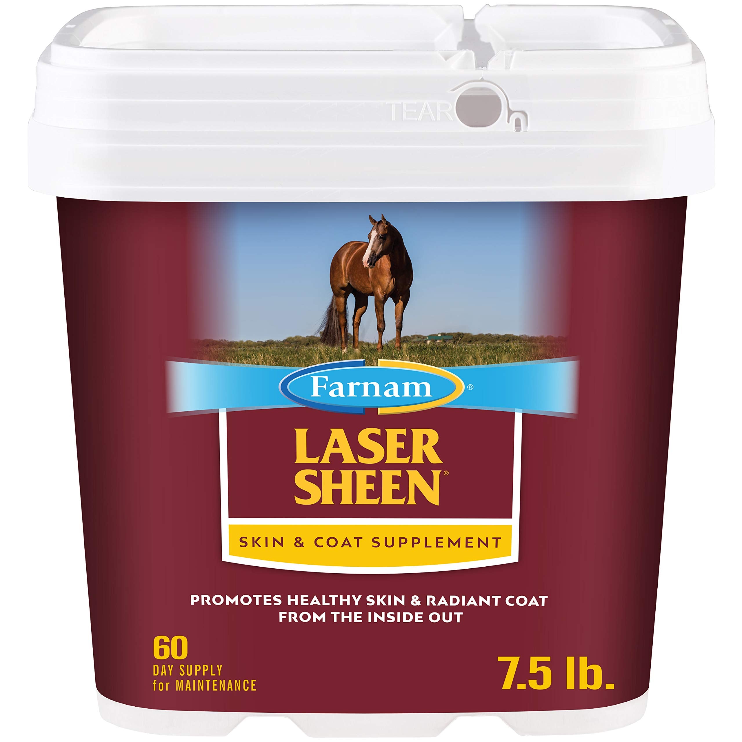 Farnam Laser Sheen Skin & Coat Supplement for Horses, Promotes healthy skin & radiant coat from the inside out 7.5 pound, 60 Day