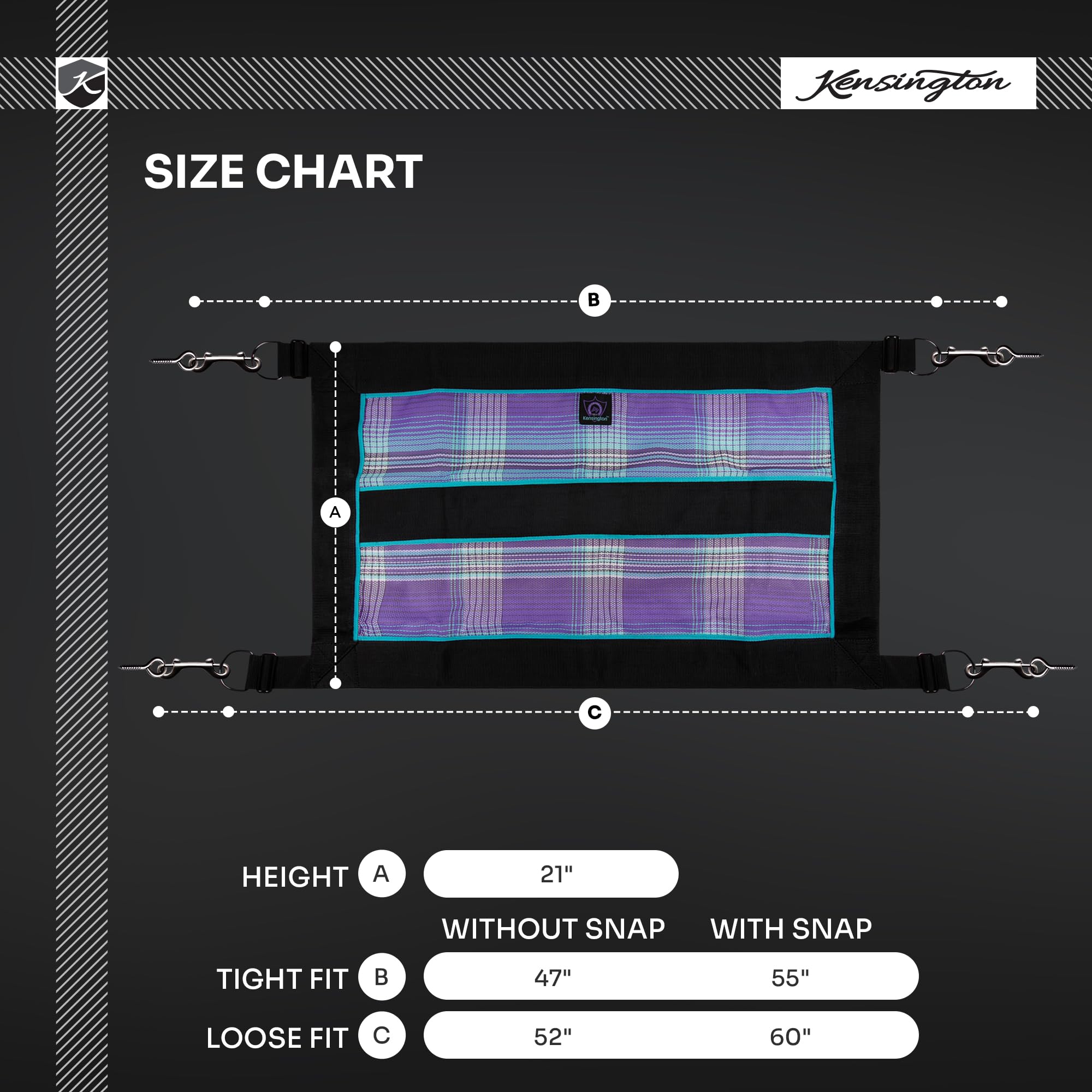 Kensington Stall Guard for Pony Horse Draft - Designed to Keep Horse Securely in Stall in Style - Adjustable Straps and Hardware