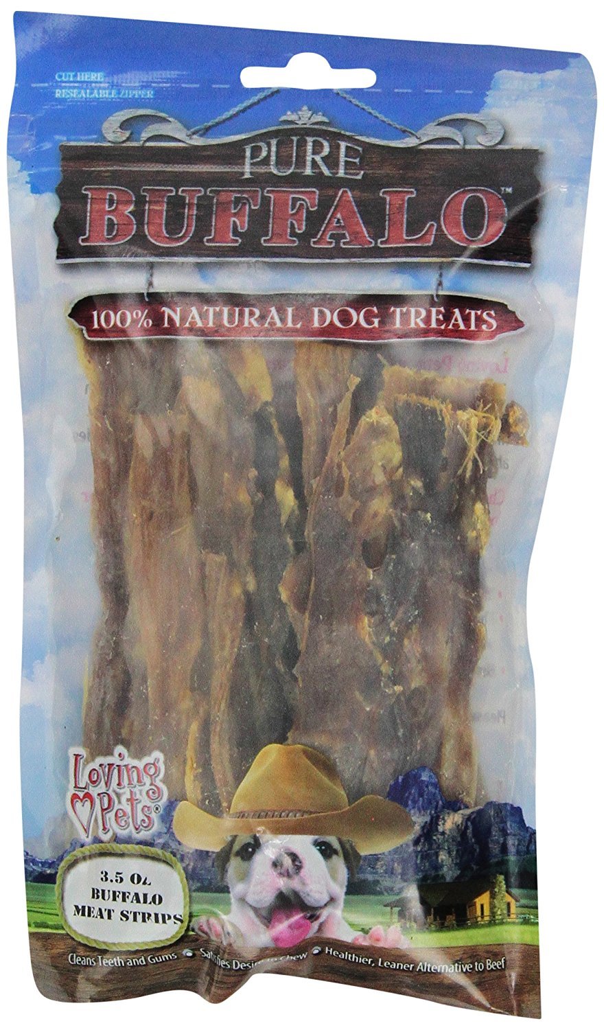 Loving Pet Pure Buffalo Meat Jerky Strips, Dog Treat, 3.5-Ounce